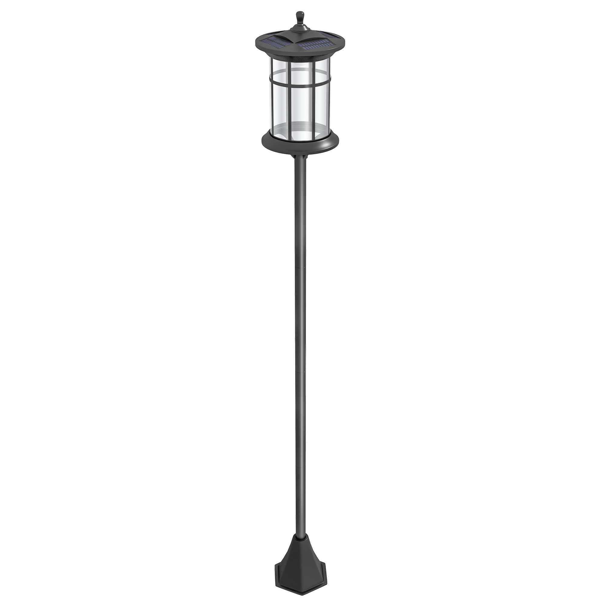 Outsunny Solar-Gartenlaterne 184cm hoch mit LED-Kaltweiß und IP44, Schwarz