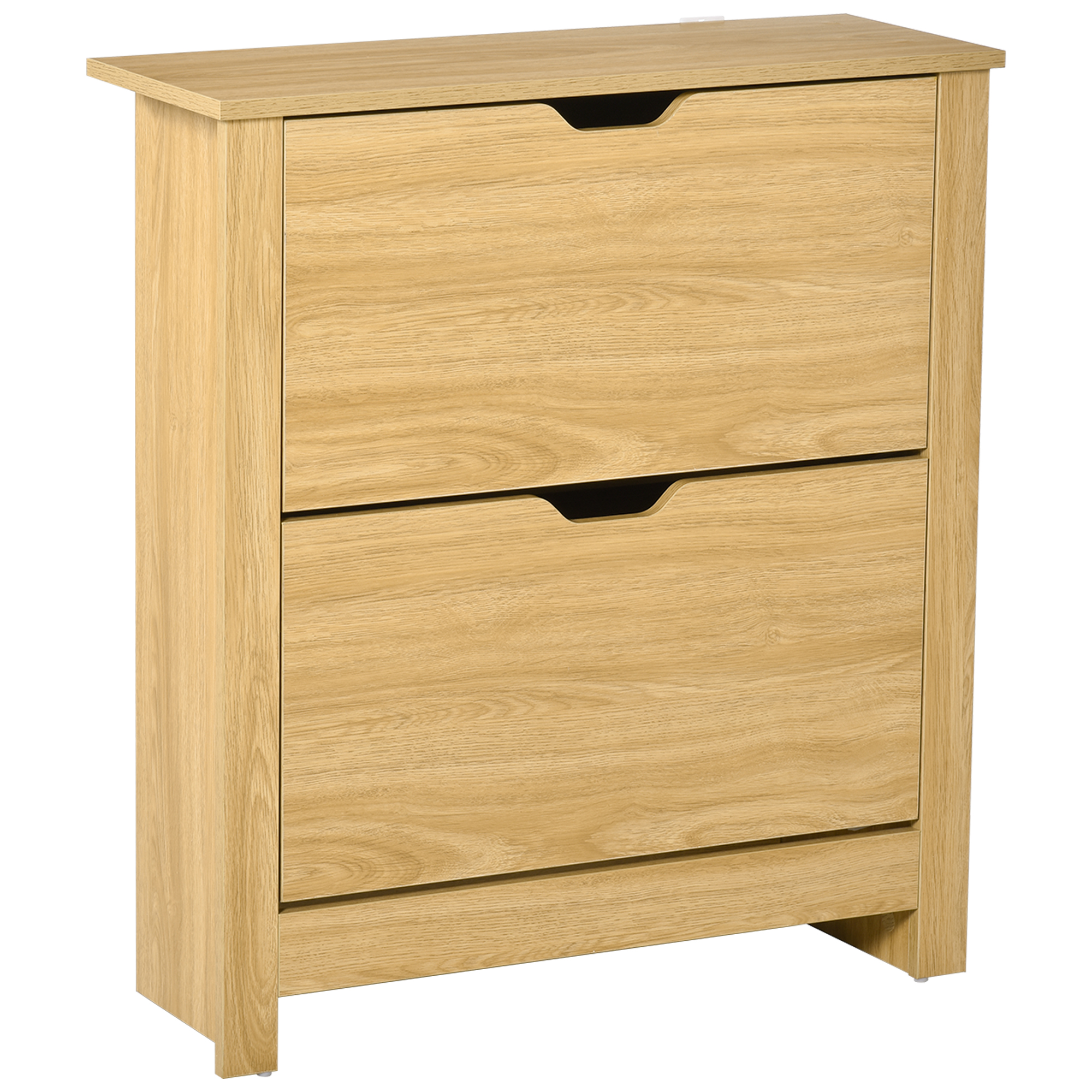 HOMCOM Schuhschrank für den Eingang, Schrank für Schuhe, Eingangsmöbel und Flur - 2 aufklappbare Türen, 2 Fächer