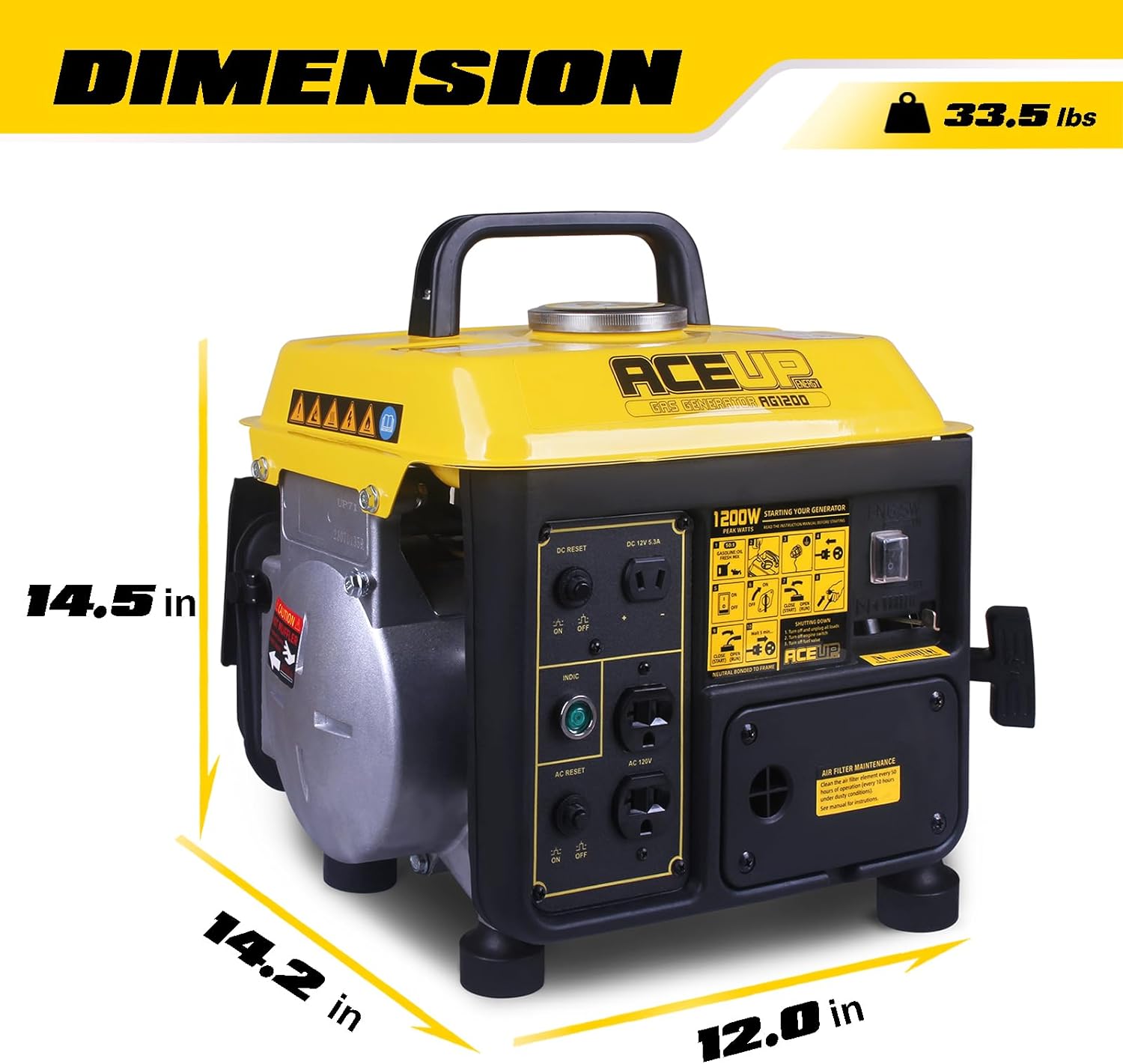 Aceup Energy 1 200W Gas Powered Generator  Small Portable Generator for Home Use Ultralight  EPA & CARB Compliant