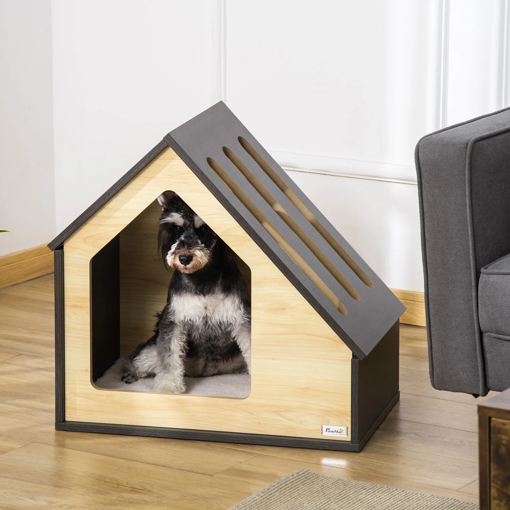 PawHut Hondenhok Hout 60x40 cm met Kussen voor kleine honden