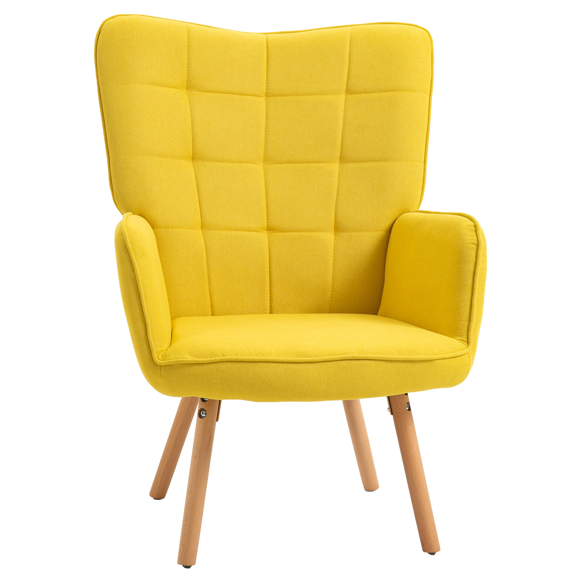 HOMCOM Wohnzimmerstuhl, Einzelsessel mit Rückenlehne, samtartiges Polyester, Schaumstoff, Buchenholz, 71 x 76 x 101 cm, Grau