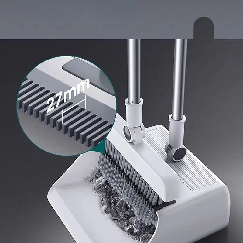 Broom & Dustpan Set with Built-In Hair Comb �C Ergonomic & Space-Saving