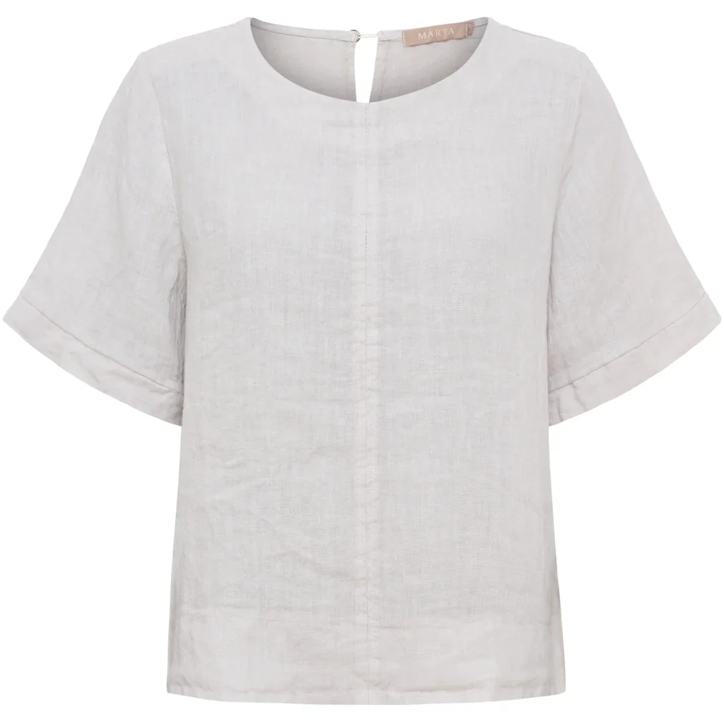 Latte Linen Crew Neck Top by Marta Du Chateau