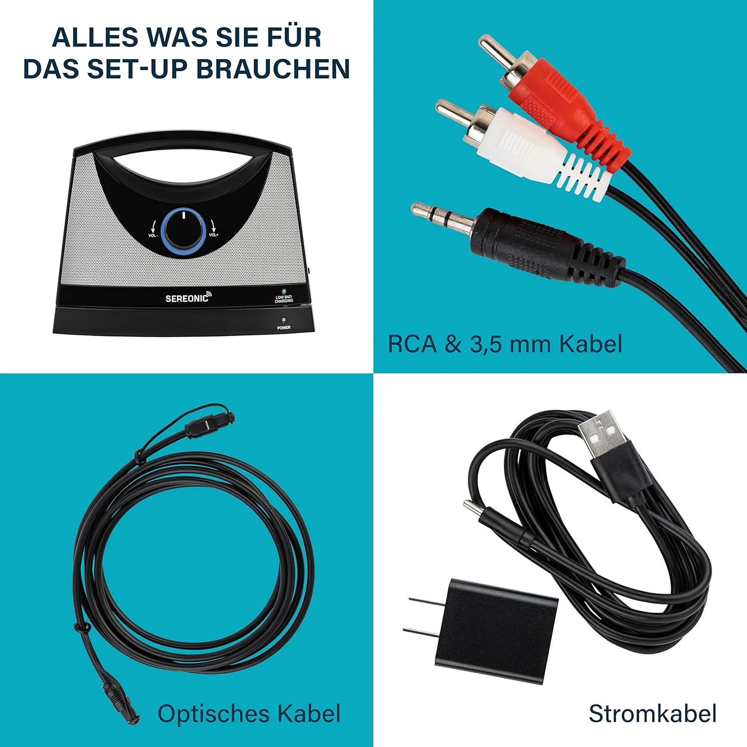 SEREONIC Draagbare Draadloze TV Luidsprekers voor Smart TV �C Ideale Luidspreker voor Televisies zonder Dreunend Geluid �C Draadloze TV Luidspreker voor Slechthorenden en Senioren �C Bereik 30 m