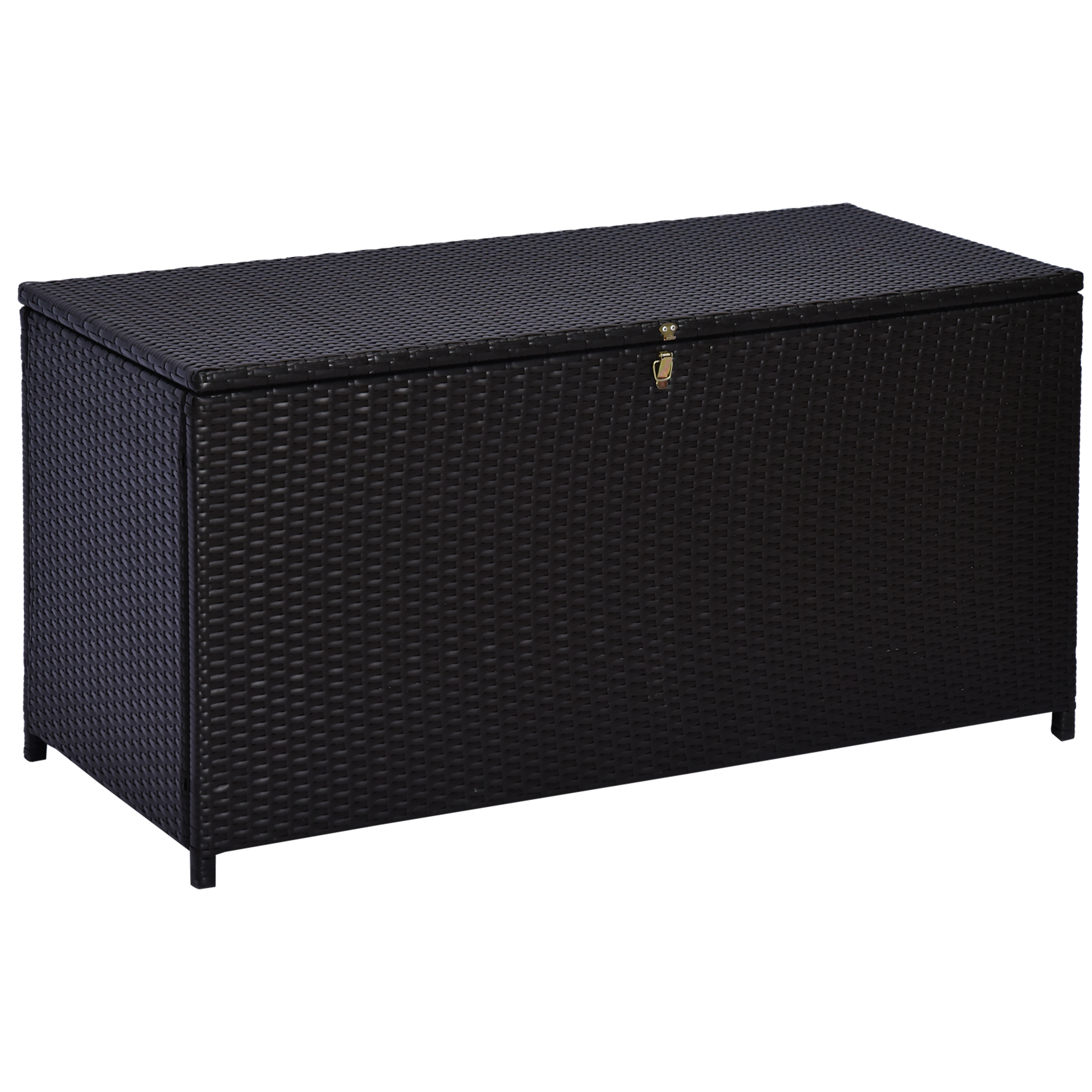 Outsunny Kissenbox Auflagenbox Gartenbox Polyrattan Garten Metall Braun L118 x B54 x H59cm