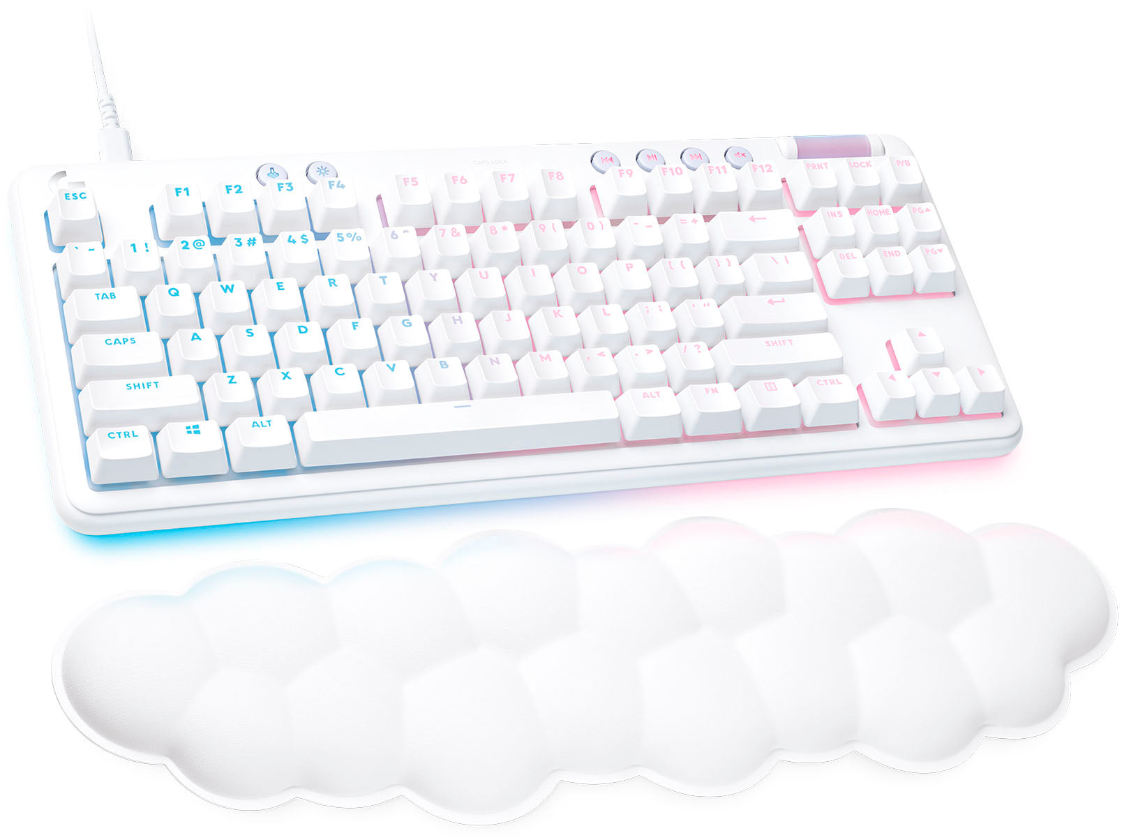 Logitech - G713 Colección Aurora TKL Teclado Mecánico para Juegos con Cable con Interruptores Lineales para PC/Mac con Reposamuñecas Incluido - Blanco Niebla