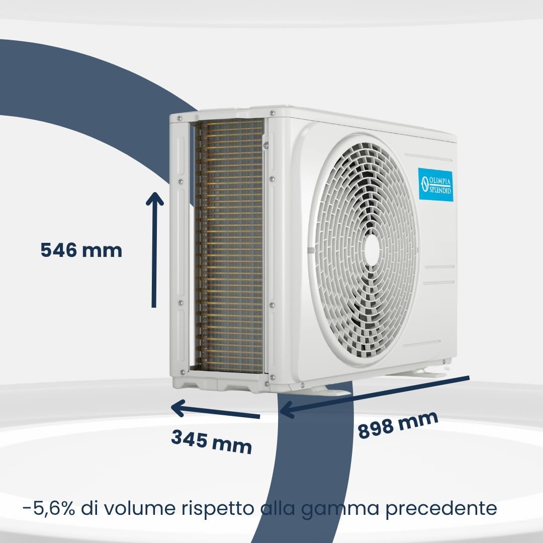 Olimpia Splendid, Mystral S1 E 12 Air Conditioning 12000 BTU / h Monosplit Inverter, Gas R32, Class A++, Cooling Function, Heating, Dehumidification and Ventilation, Integrated Wifi