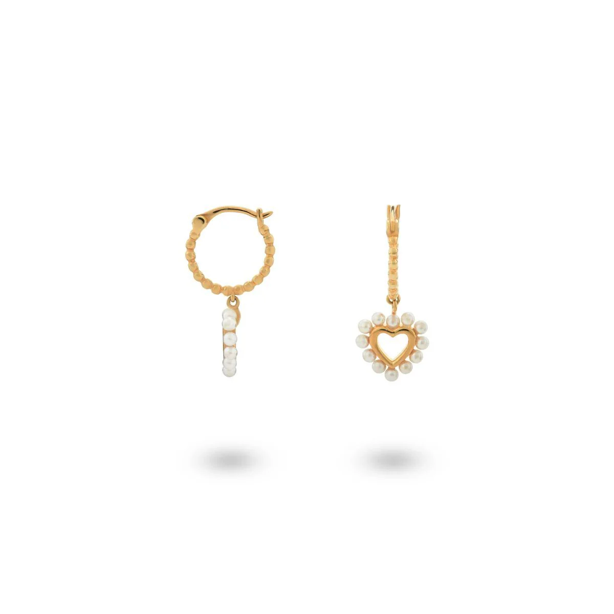 Orecchini 24Kae dorato giallo a forma di cuore e perle 42403Y