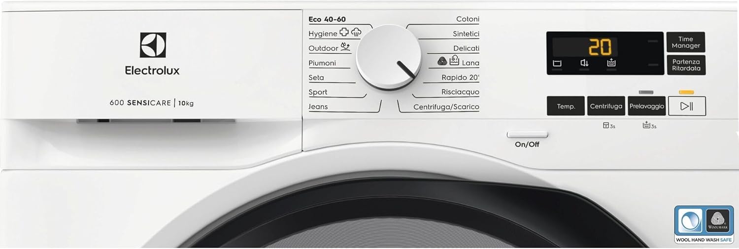 Electrolux EW6F110G Lavatrice a Carica Frontale, Tecnologia SensiCare, Serie 600, 10 kg, 1351 Giri al Minuto, Programma Hygiene e Lavaggio Rapido, 847x597x636 mm, Bianco, Classe A