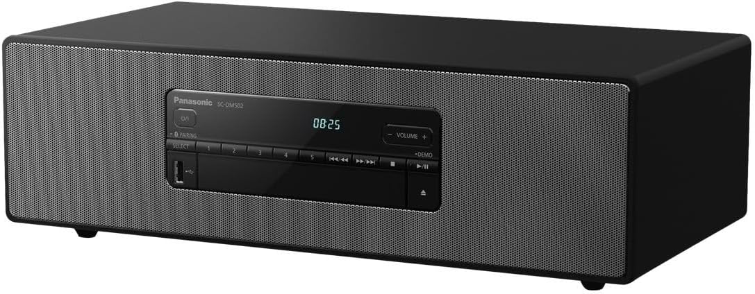 Panasonic SC-DM502E-K Sistema Micro Hi-Fi, 40W, Radio Fm, DAB/DAB+, Lettore CD, Porta USB, Bluetooth, Aux, Riproduzione MP3, Alloggiamento in Legno e Copertura in Rame, Design Elegante, Nero