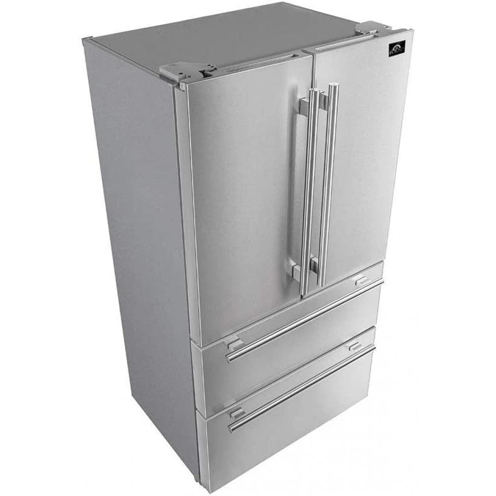 FORNO Moena 19.2 Cubic Feet Freestanding Stainless Steel 36&prime;&prime; Inch French Door Refrigerator with Ice Maker