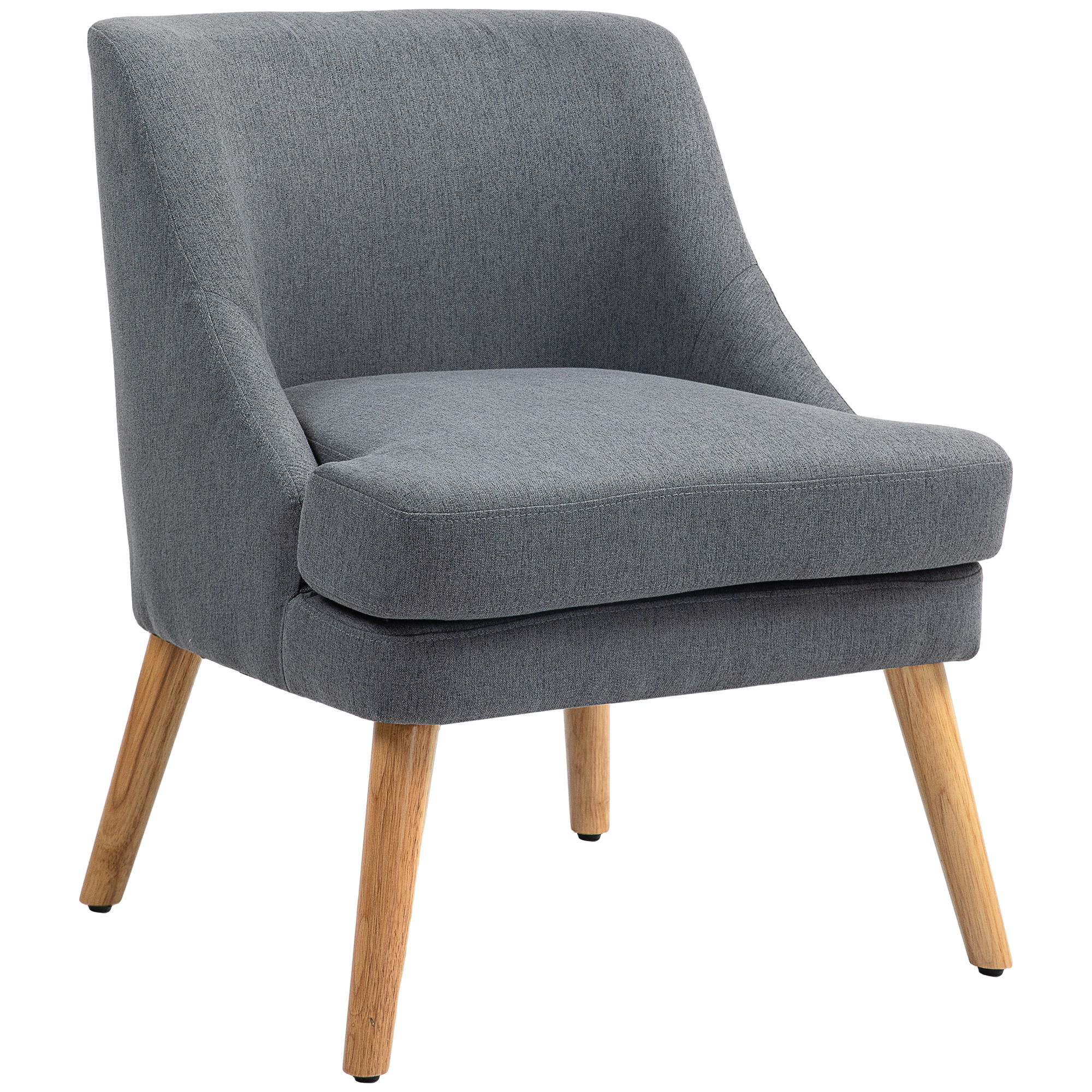 HOMCOM Akzentsessel im skandinavischen Stil, bis 150 kg, Hevea-Holzbeine, Beige, 63x69x79,5 cm