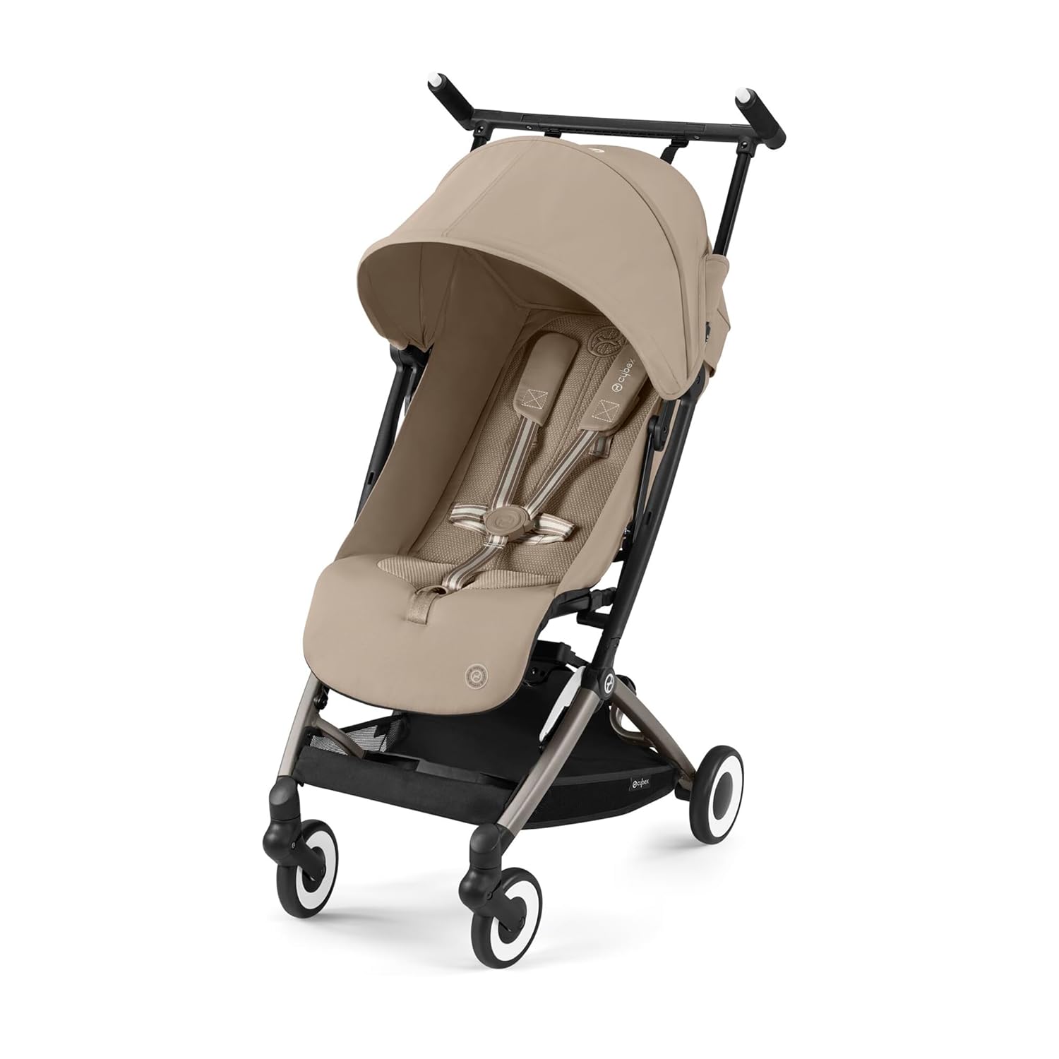 CYBEX Gold Kinderwagen Libelle mit One-Pull Harness, Von ca. 6 Monaten bis ca. 4 Jahre (max. 22 kg), Ultraleicht (nur 6 kg), Almond Beige (Beige mit taupefarbenem Rahmen)