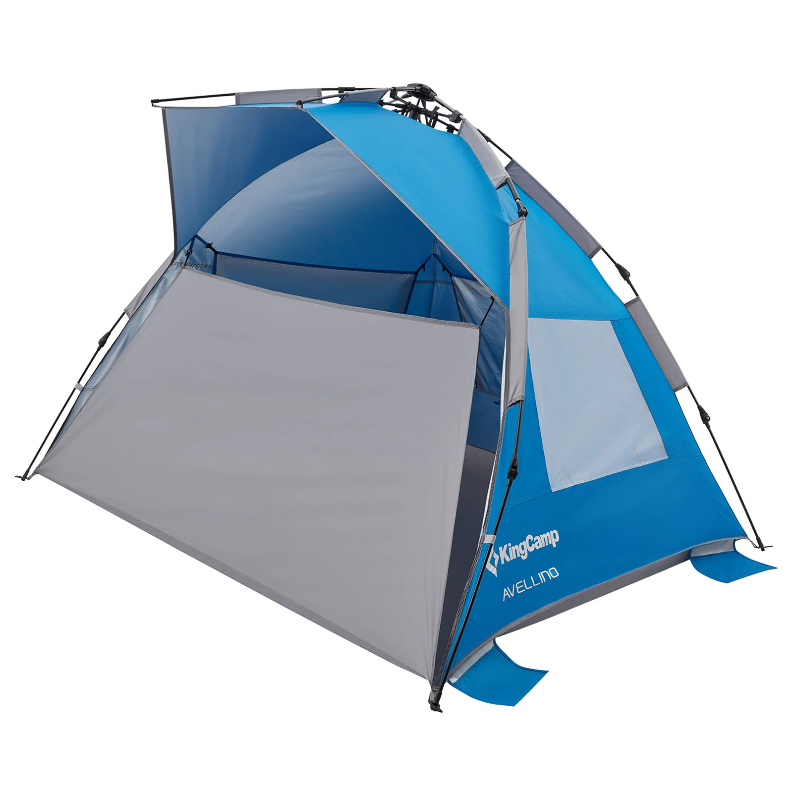 2025 KingCamp Avellino Tenda da spiaggia automatica – Protezione solare UPF50+, protezione da vento e privacy con struttura idraulica, sacchi di sabbia e finestre in rete