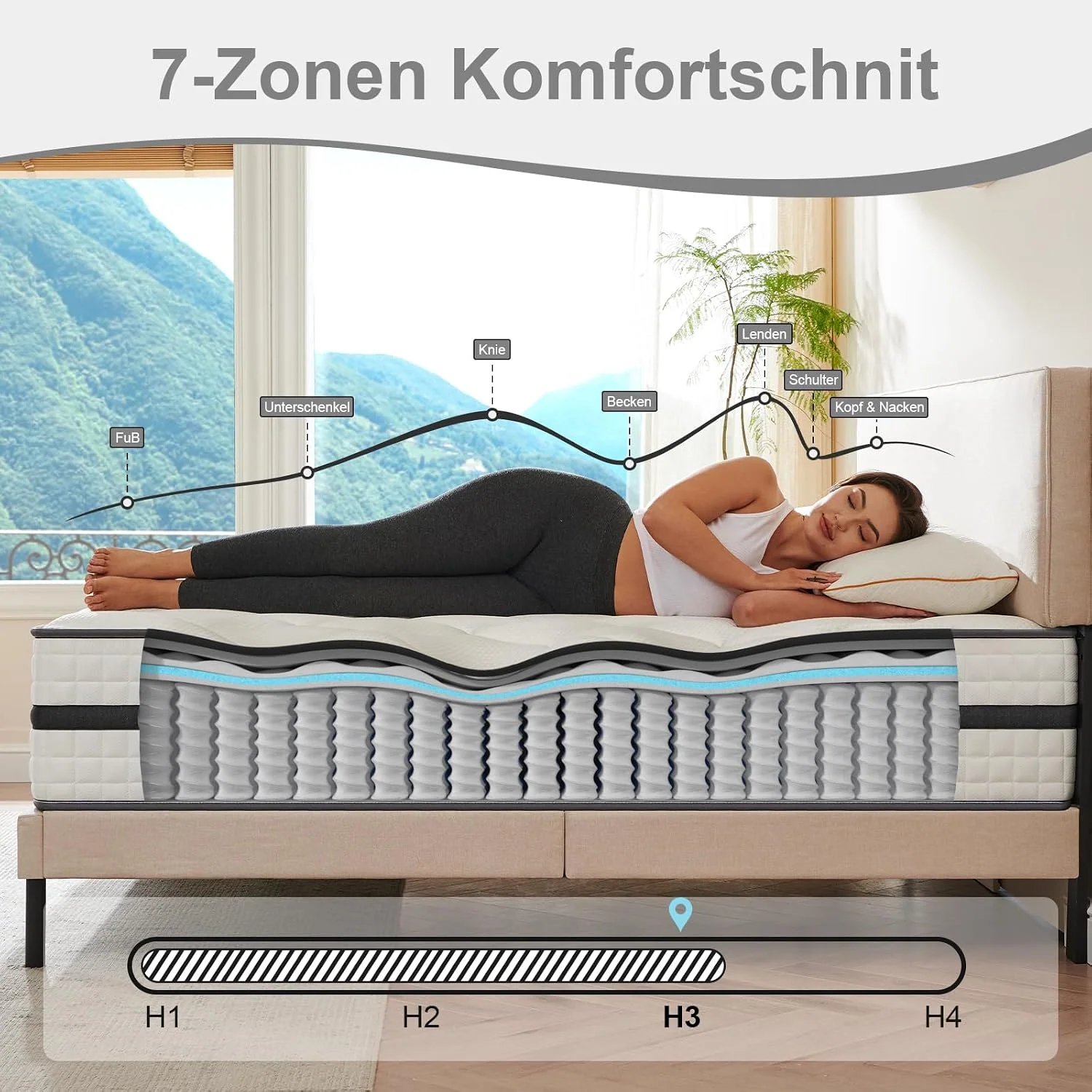 Twirest 7-Zonen-Taschenfederkernmatratze mit wählbarer Höhe