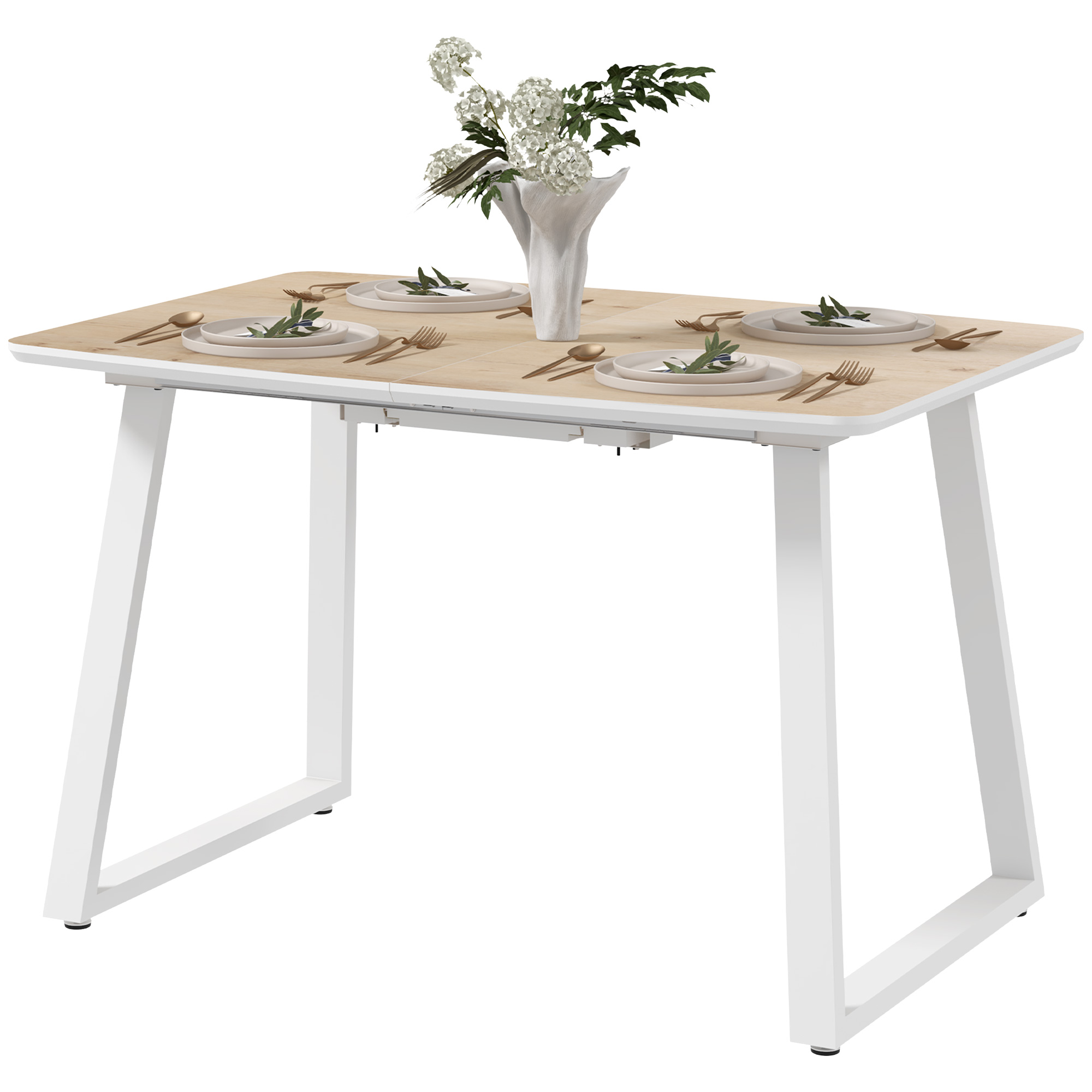 HOMCOM Klappbarer Esstisch, ausziehbar, industrieller Stil, MDF-Holzoptik, Metall, 120-160 x 80 x 76 cm, Eiche