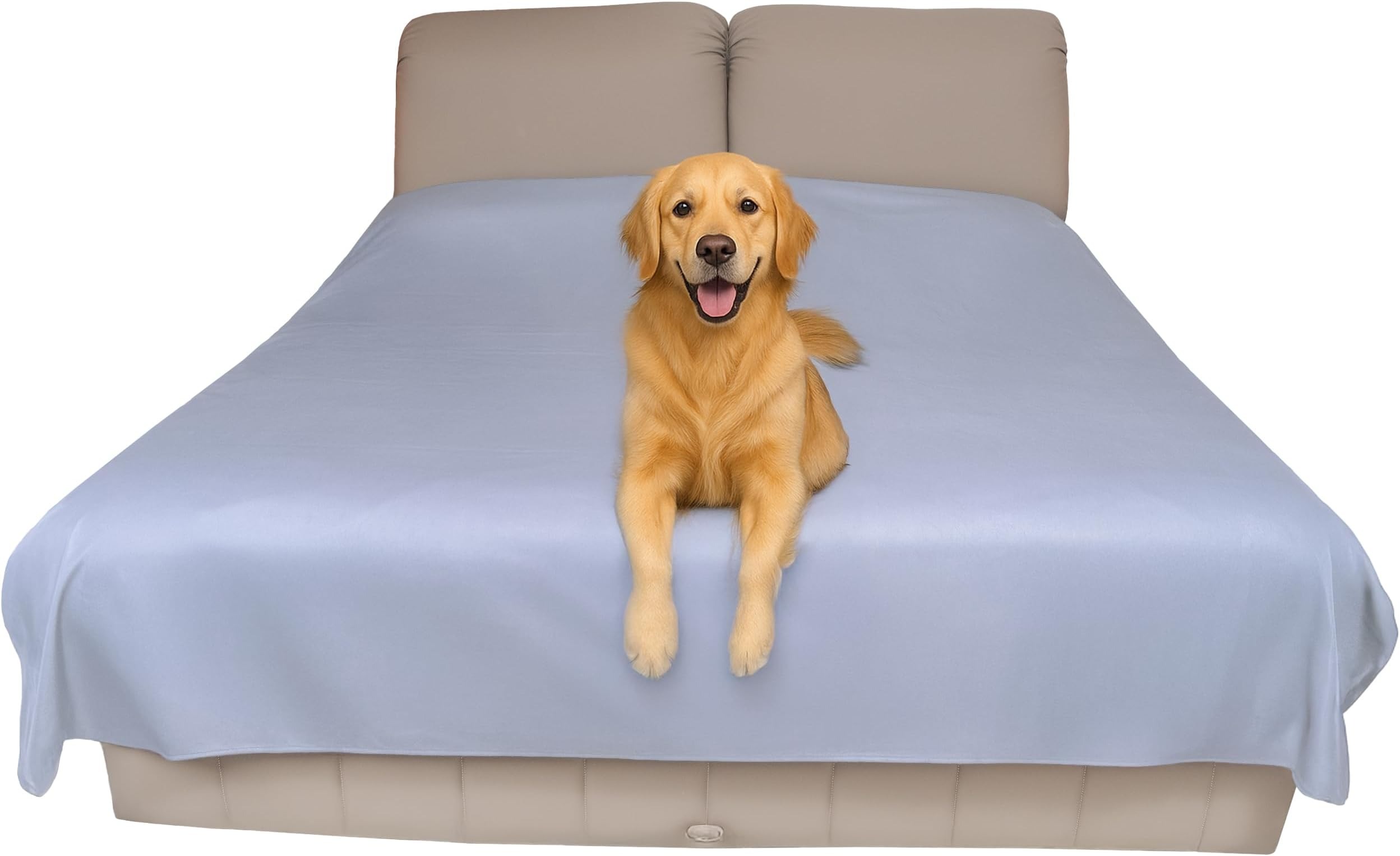 SILLY LEGACY Copertura Protettiva Sottile Reversibile Impermeabile (Grigio, Letto Matrimoniale 244 x 208 cm), Fodera per Letto o Divano per Cani e Gatti, incontinenza, urina, peli