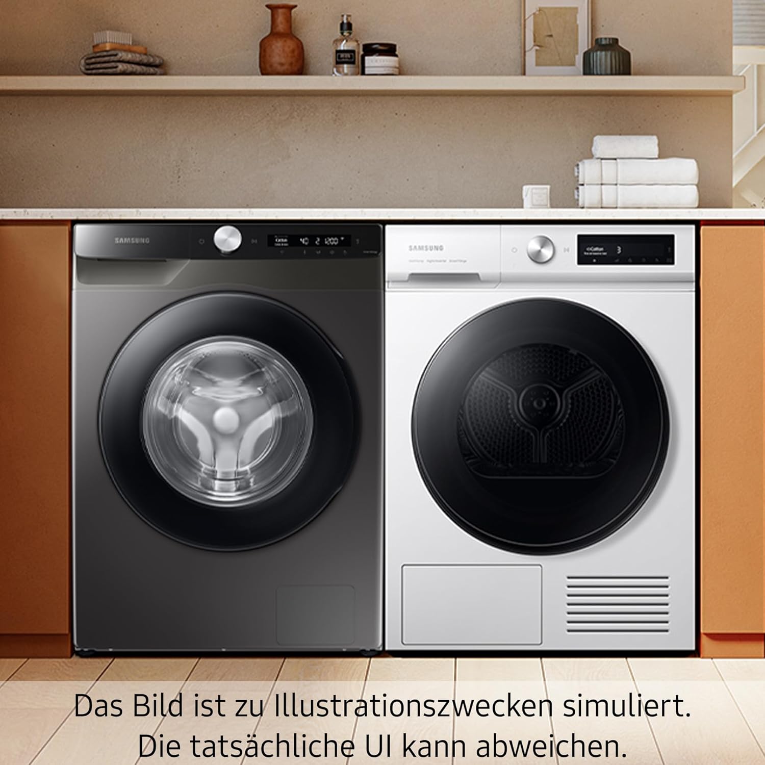 Samsung Waschmaschine, 8 kg, 1400 U/min, Ecobubble, Simple Control, WiFi SmartControl, SuperSpeed 59 Min, Inox/Schwarz, WW80T604ALXAS2