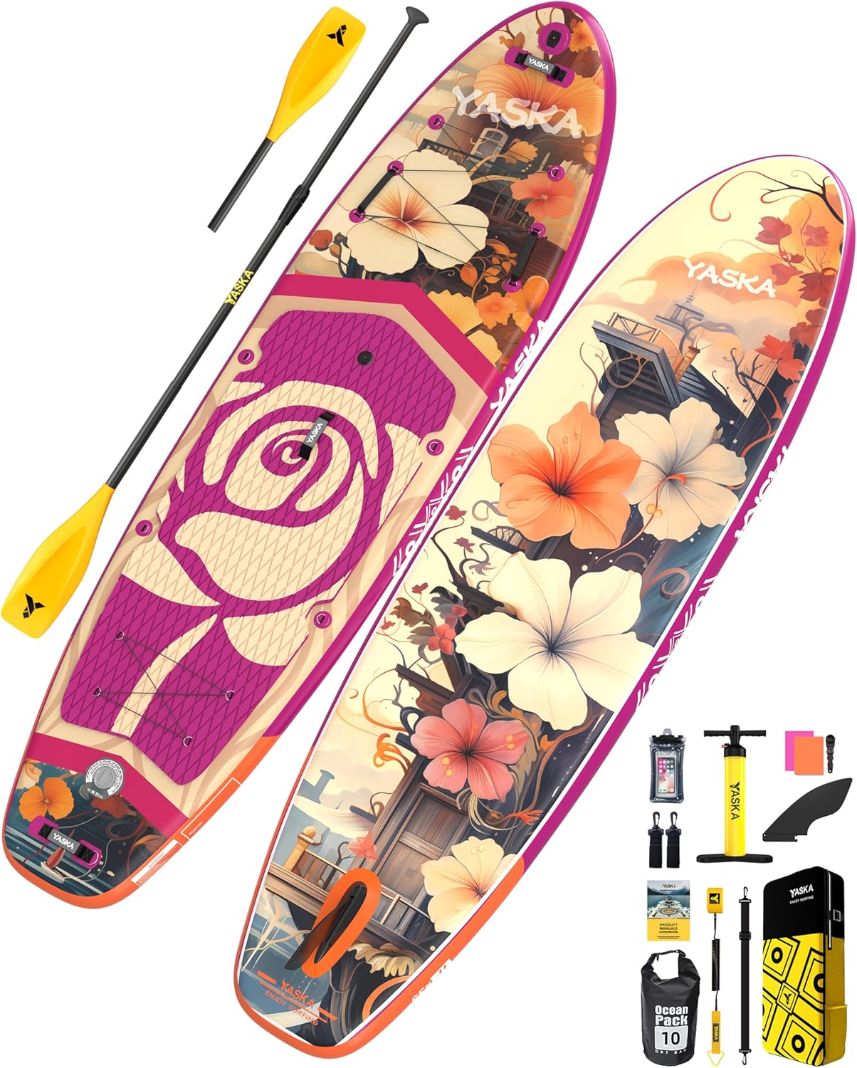 YASKA Tavola SUP Gonfiabile - 335 * 88cm Tavola da Paddle, Stand Up Paddle Board Adulti con Accesorios, Pagaia, Pompa, Pinne, Leash, Kit di Riparazione e Borsa