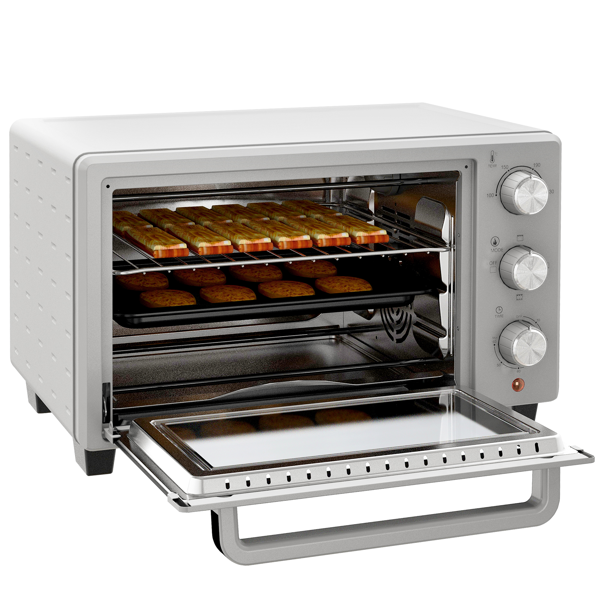 HOMCOM Minibackofen, 21 L Toasterofen mit 1 Drahtgestell und 1 Backblech, 3 Kochmodi, 100 °C-230 °C, Edelstahl, Glas, Silber