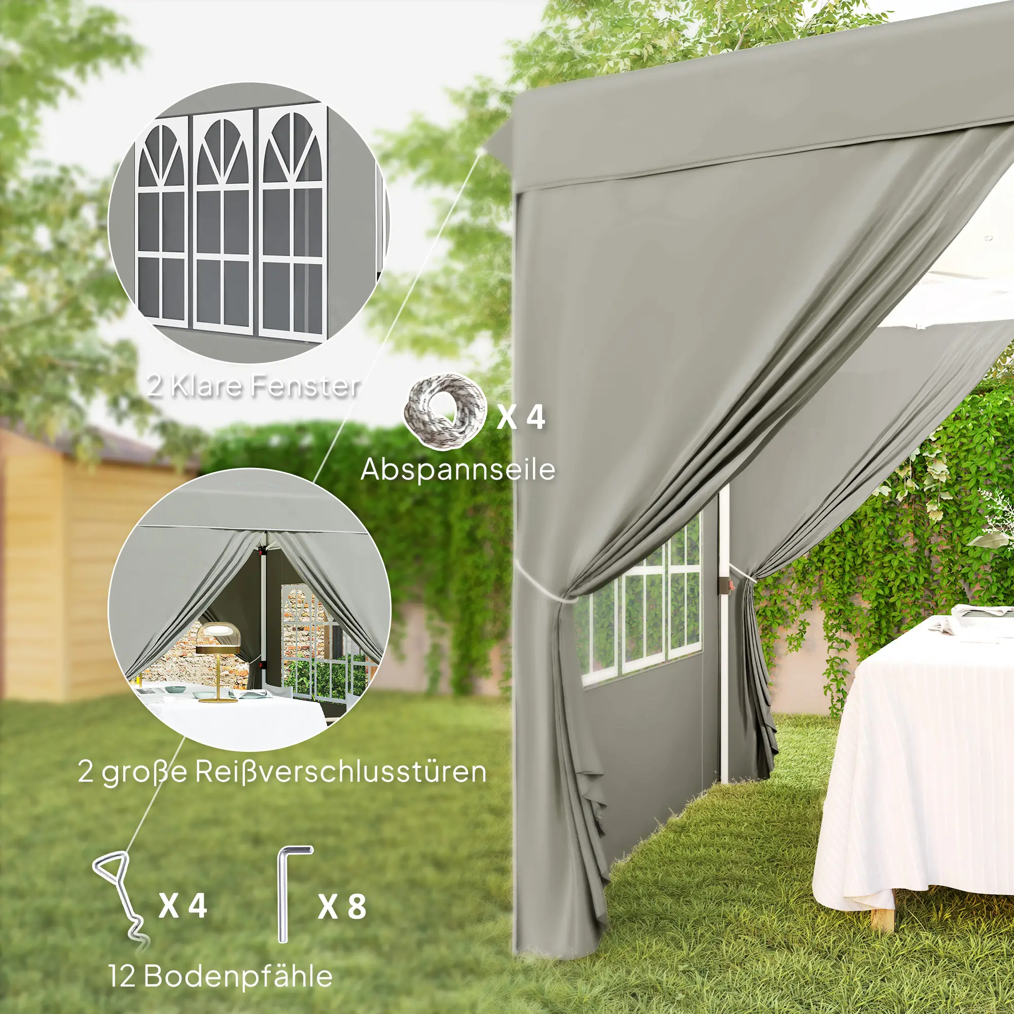 Outsunny vouwpaviljoen 2,5��2,5 m met uv-bescherming en zijwanden