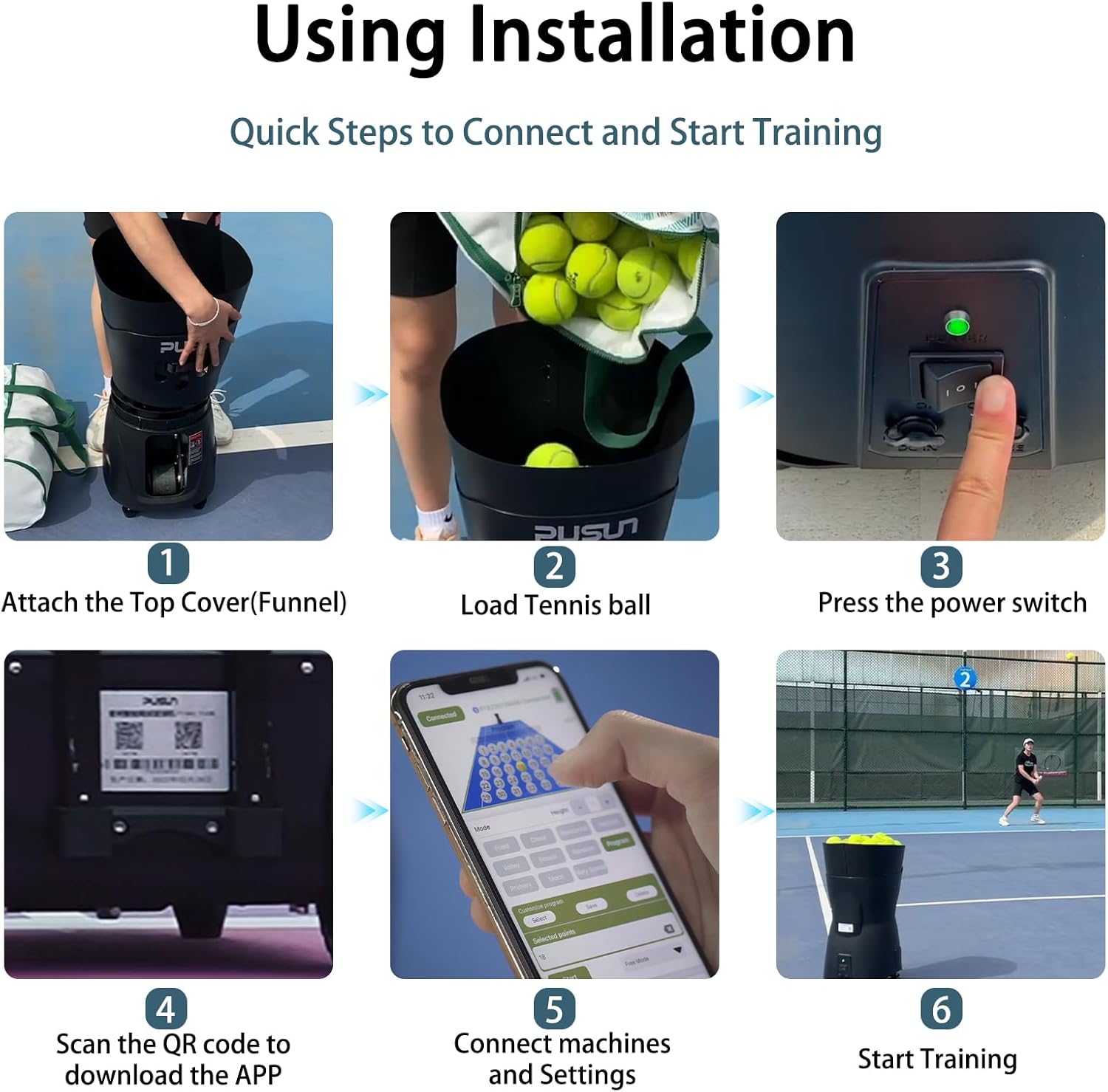 PT-Mini Pro Tennisballmaschine – Professioneller automatischer Ballwerfer mit Fernbedienung, Smart-App-Steuerung, 65+ Ball-Hopper, batteriebetrieben, Tennis-Übungsgeräte für Erwachsene und Anfänger
