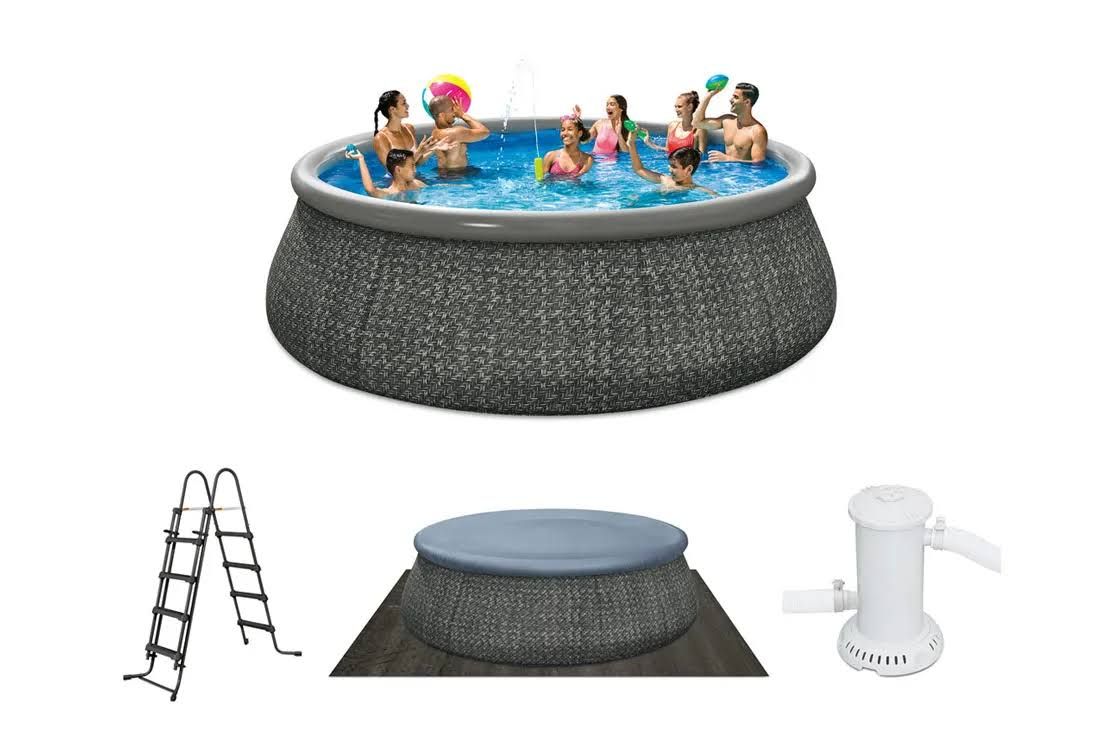 Piscine Autoportée Ronde Tressée 4,57x1,22 m avec Filtration Cartouche