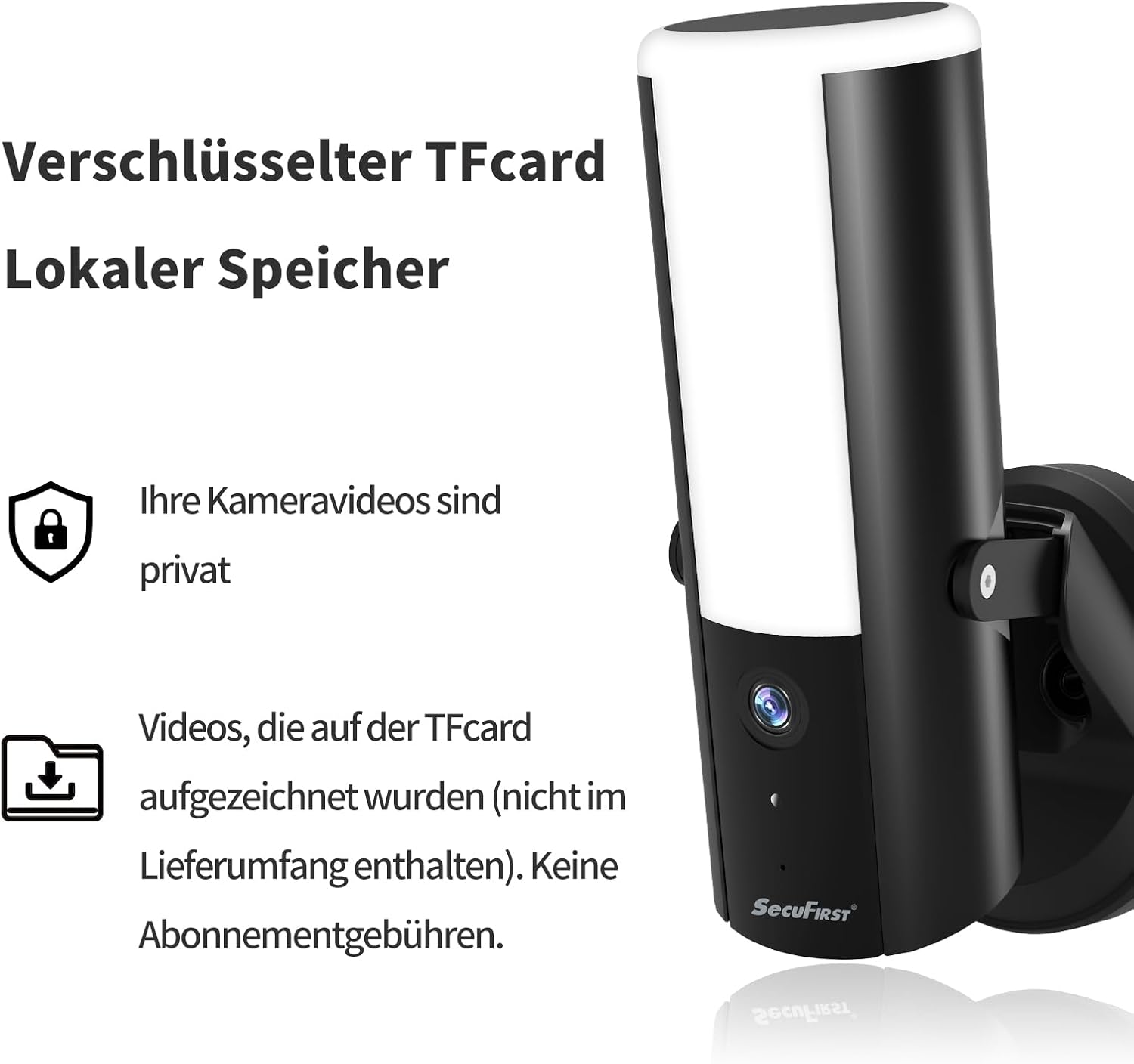 SecuFirst Wandleuchte Kamera, Kabelgebundene Außenleuchte mit Kamera mit Bewegungsmelder, 900LM,10W,2K Outdoor Überwachung mit LED Strahler, 2 STK.