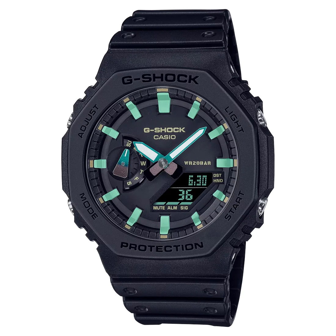 Orologio G-Shock GA-2100RC-1AER nero indici turchesi