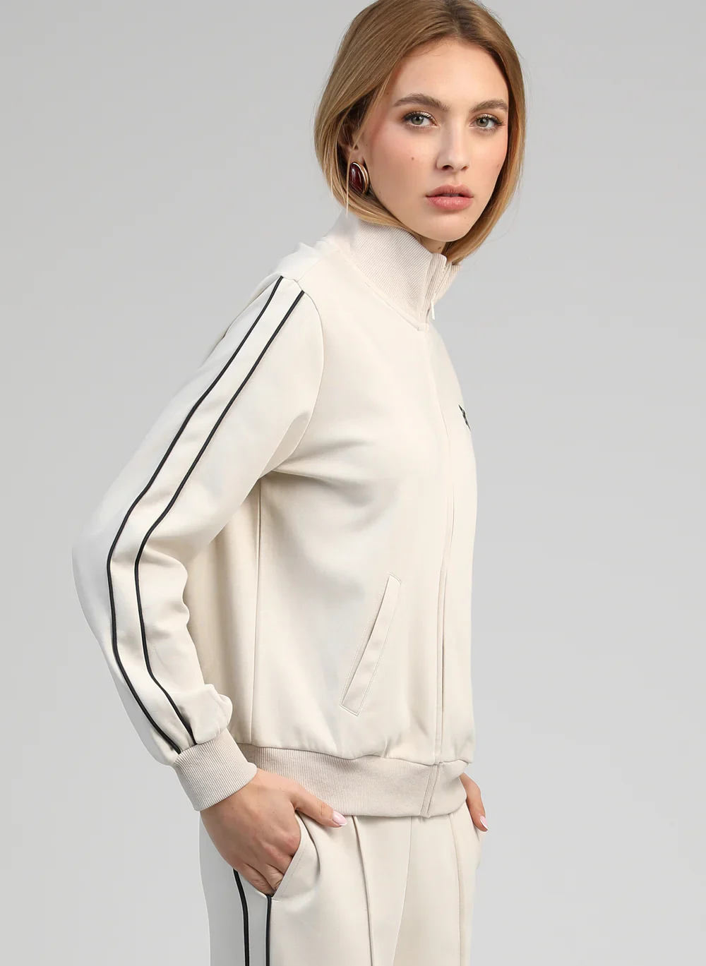 Cream Zip-Through Jersey Jacket by An��ge