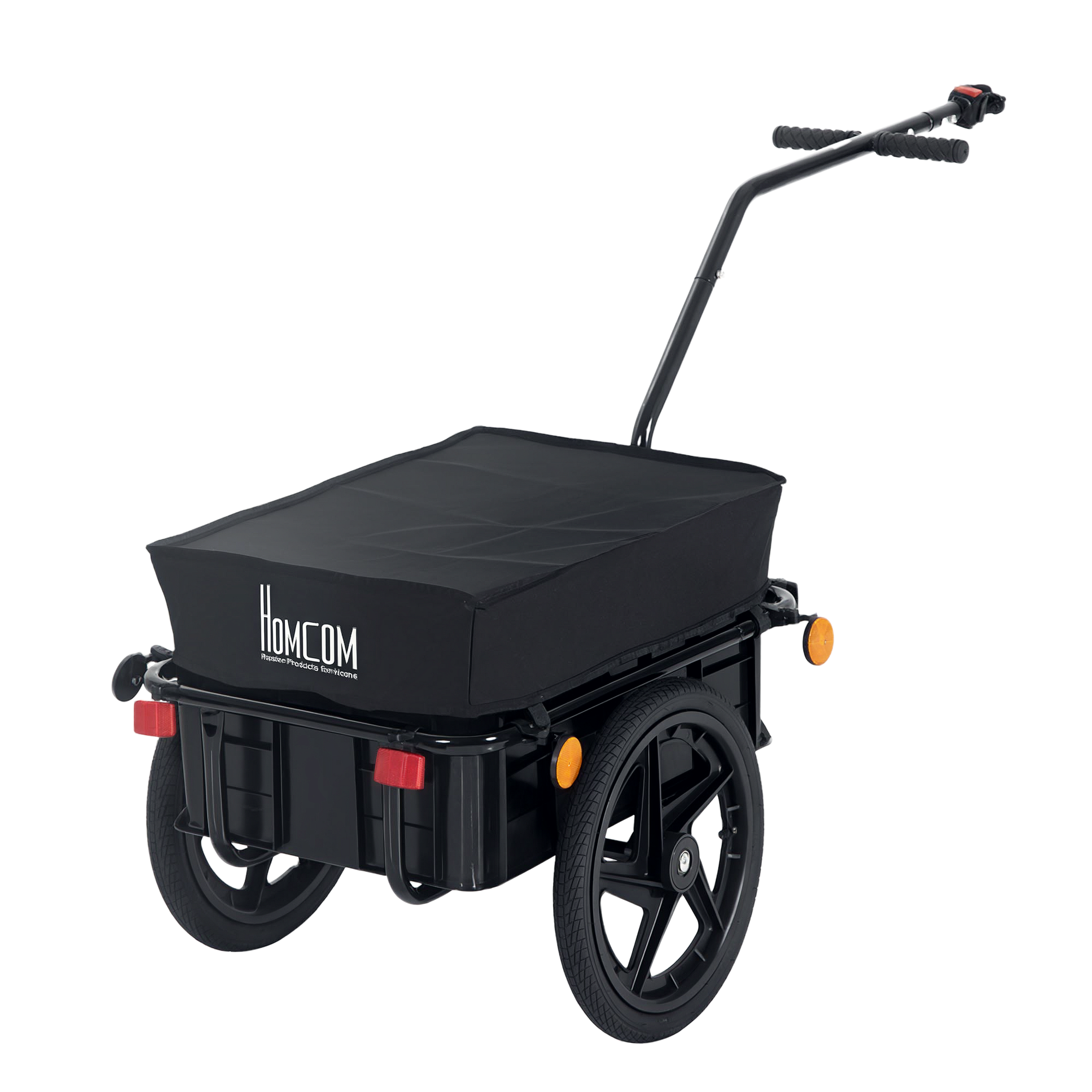 HOMCOM Lastenanhänger, Fahrradanhänger, abnehmbarer Korb, Universalkupplung, bis 40 kg, Stahl, schwarz, 144 x 59 x 80cm