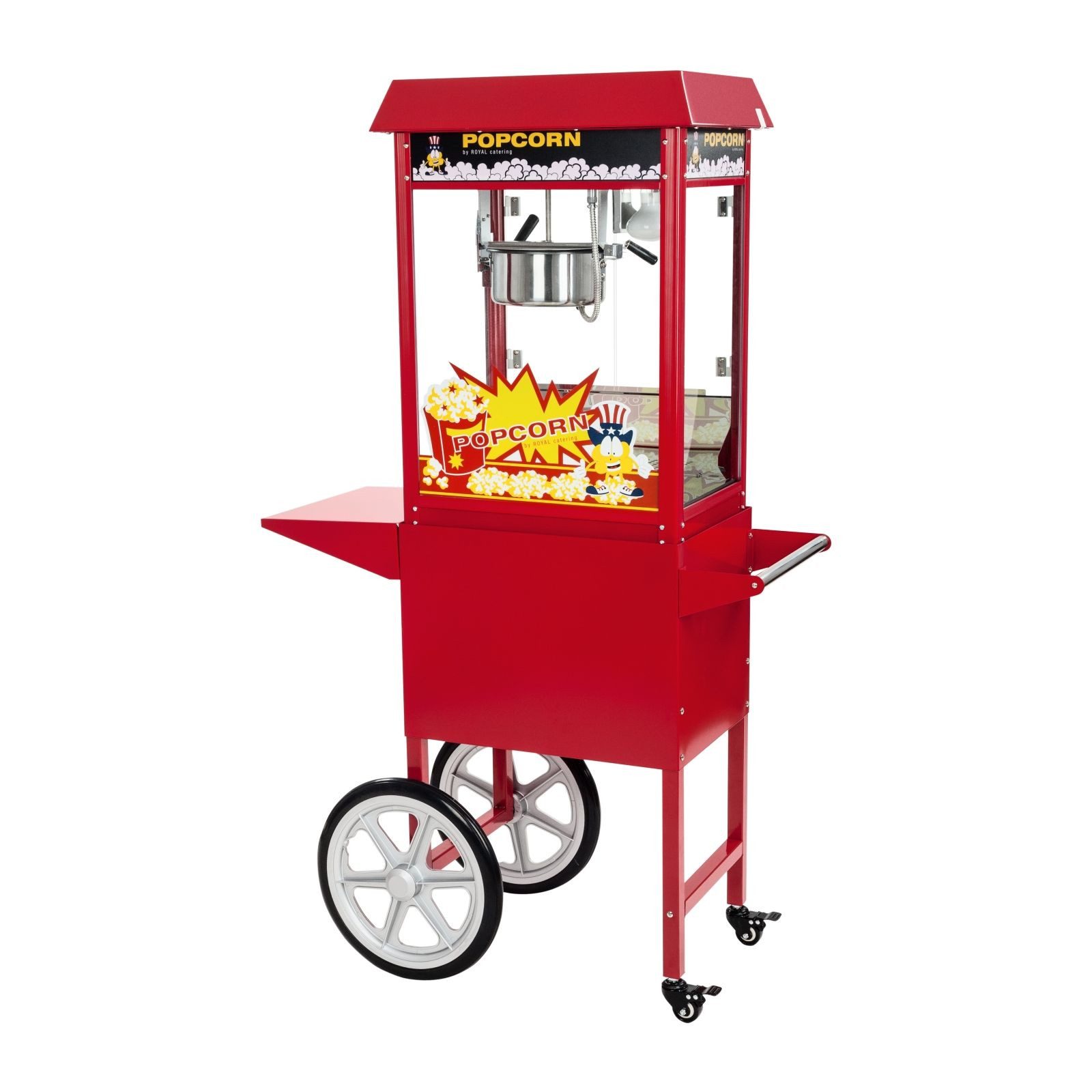 Popcornmaschine 5 kg/h Popcornmaker Mit Wagen Popcornautomat 1600 W Rot Retro Profi