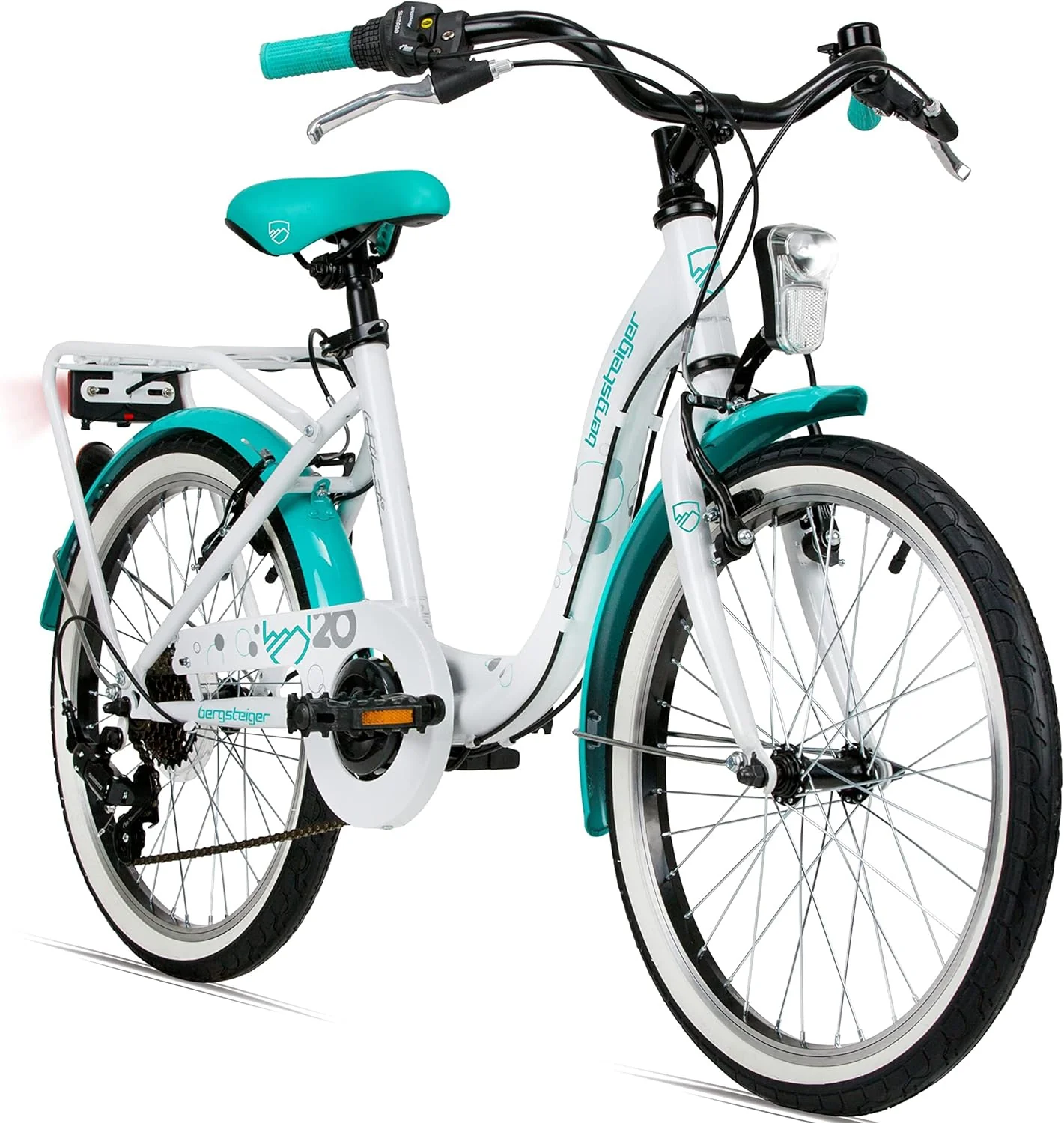 Bergsteiger Atlantis 20, 24 Zoll Kinderfahrrad, geeignet f��r 6,7, 8, 9, 10, 11 Jahre, StVZO, Shimano Schaltung, M?dchen-Fahrrad mit Dynamo-Licht