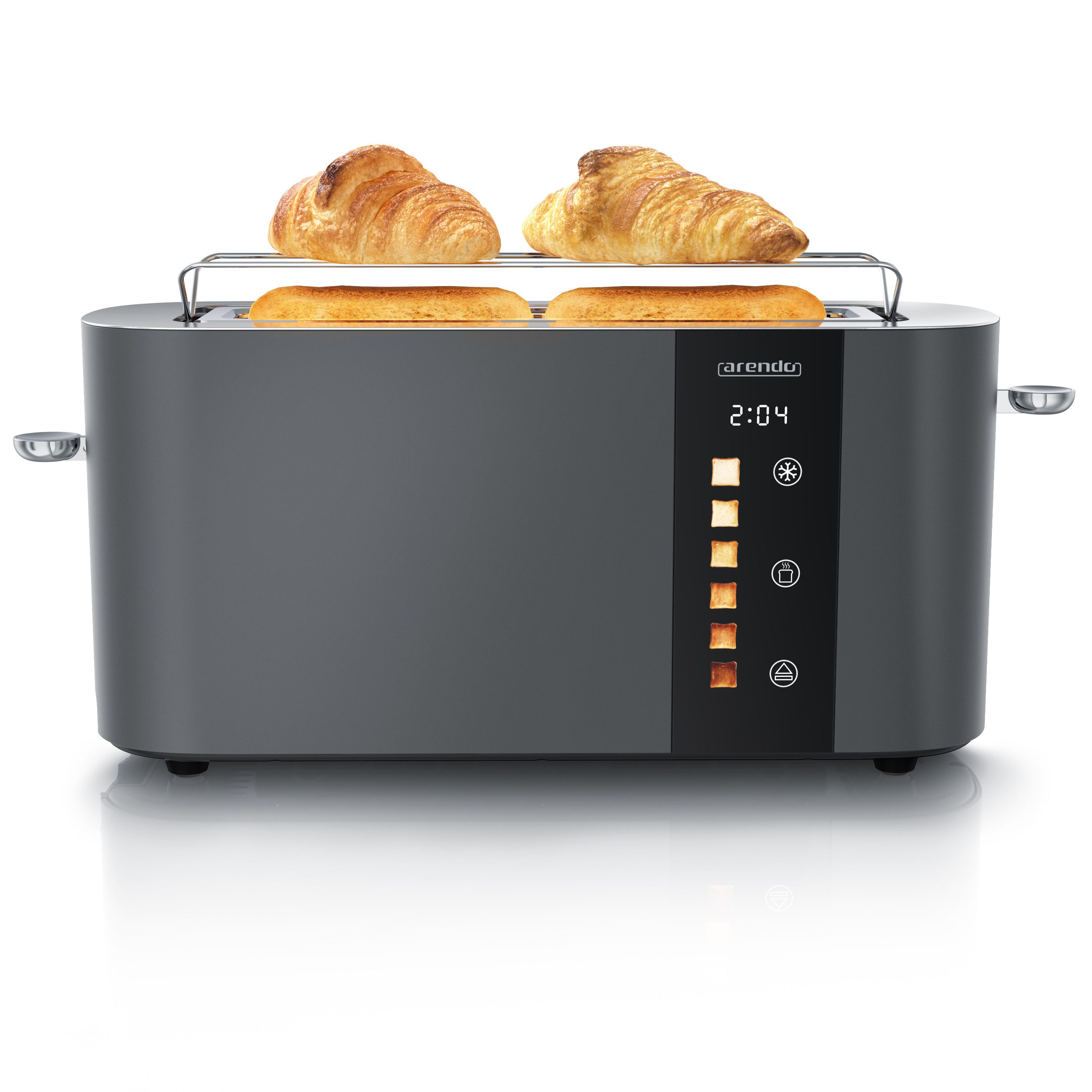 Toaster Edelstahl, Langschlitz, Touch Display, Restzeit & Bräunungsgradanzeige