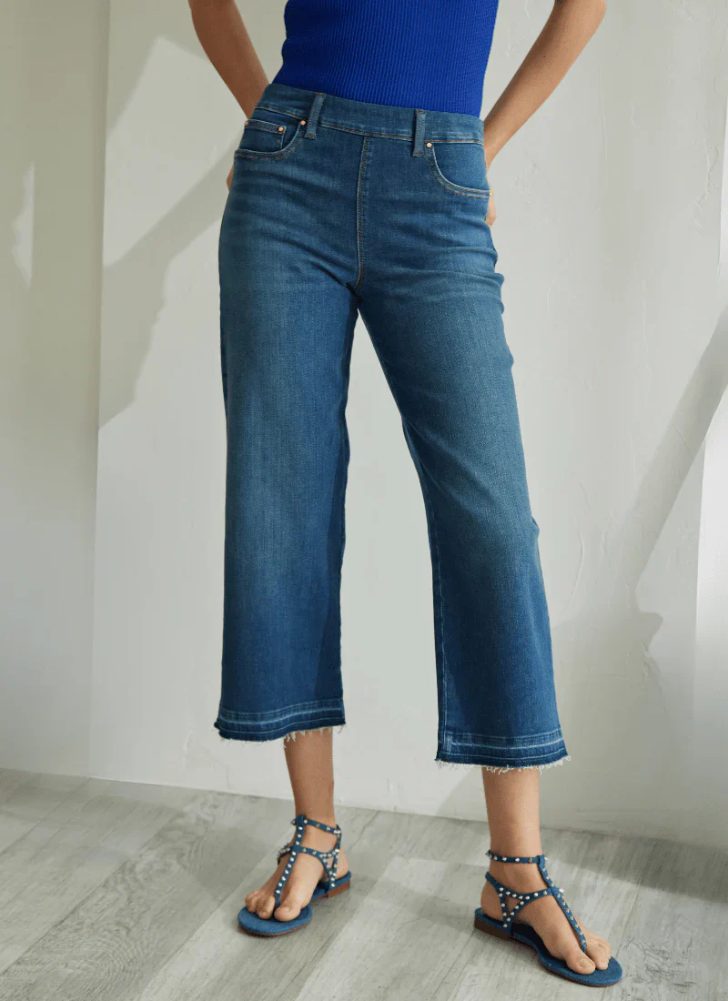 Premium Frances Crop Wide Leg Jeans in Authentic Midwash by Lysse