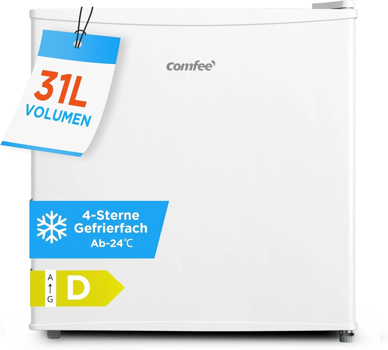 COMFEE RCU40WH3EU(E) 31L Mini Gefrierschrank (-24℃) mit Inverter-Kompressor, 4-Sterne-Gefrierleistung, Leise 39 dB, D-Energieeffizienz, Küche