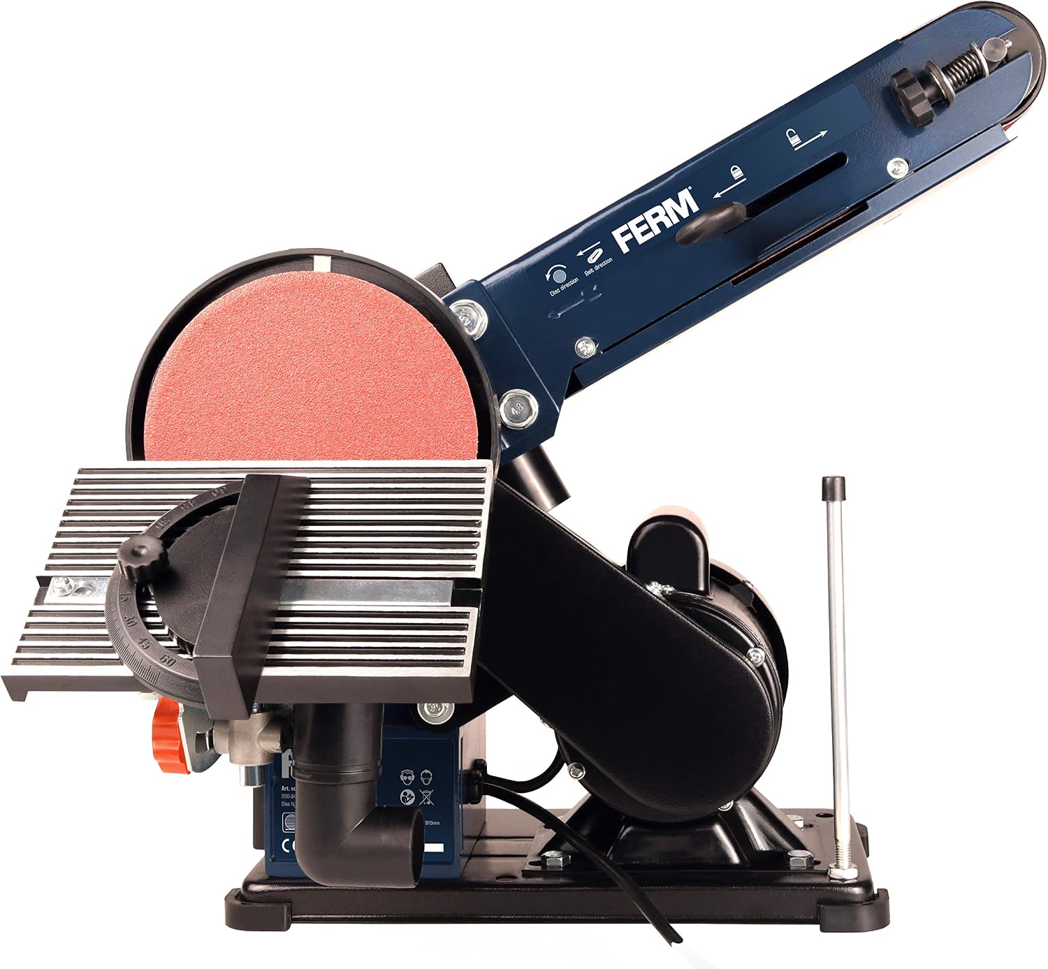 FERM Levigatrice da Banco Combinata 350W - 150mm. Include 2 Nastri Abrasivi (G80 e G120) e 2 Dischi Abrasivi (G80 e G120)