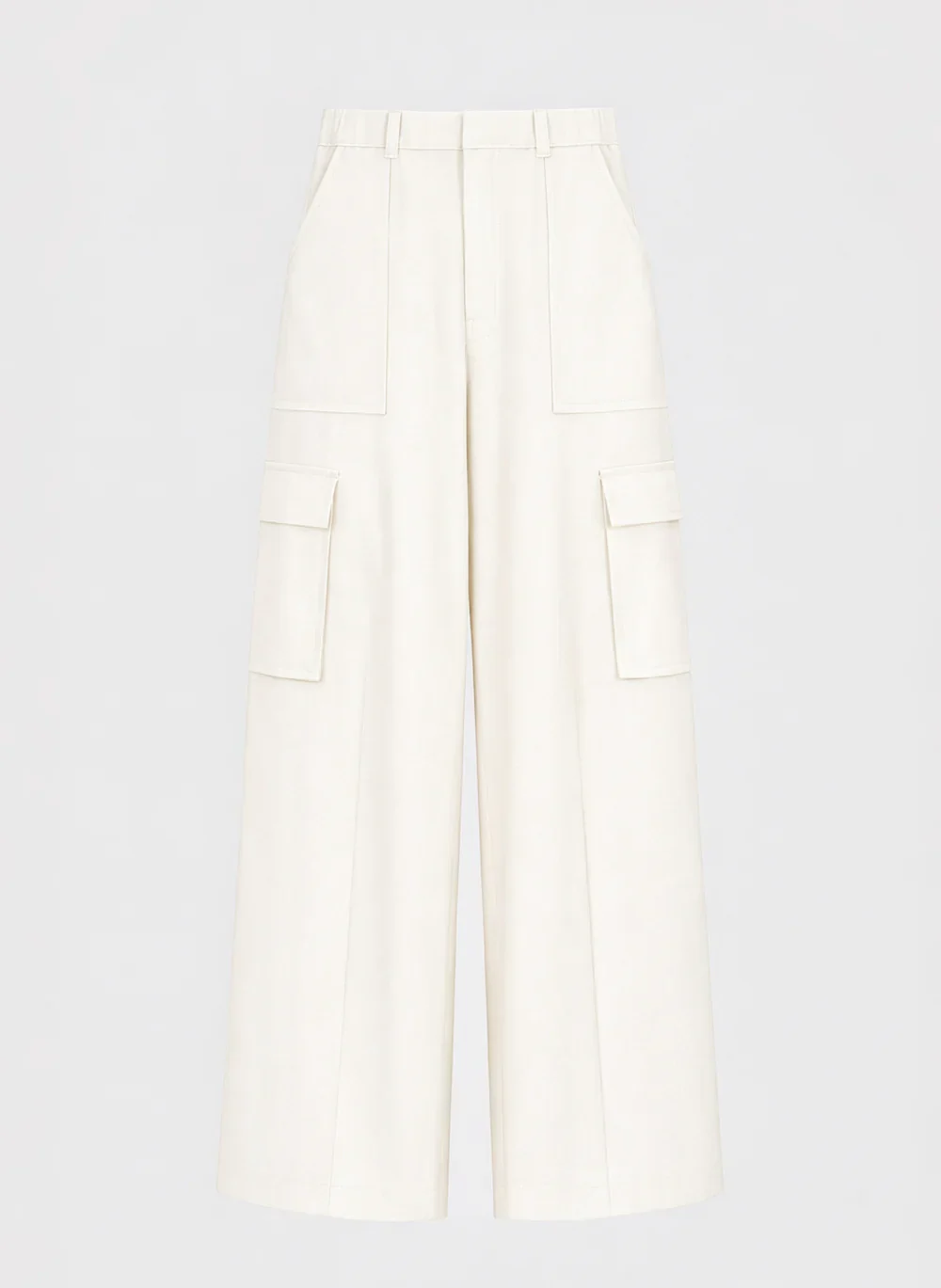 Ecru Cargo Trousers with Flap Pockets by An'ge