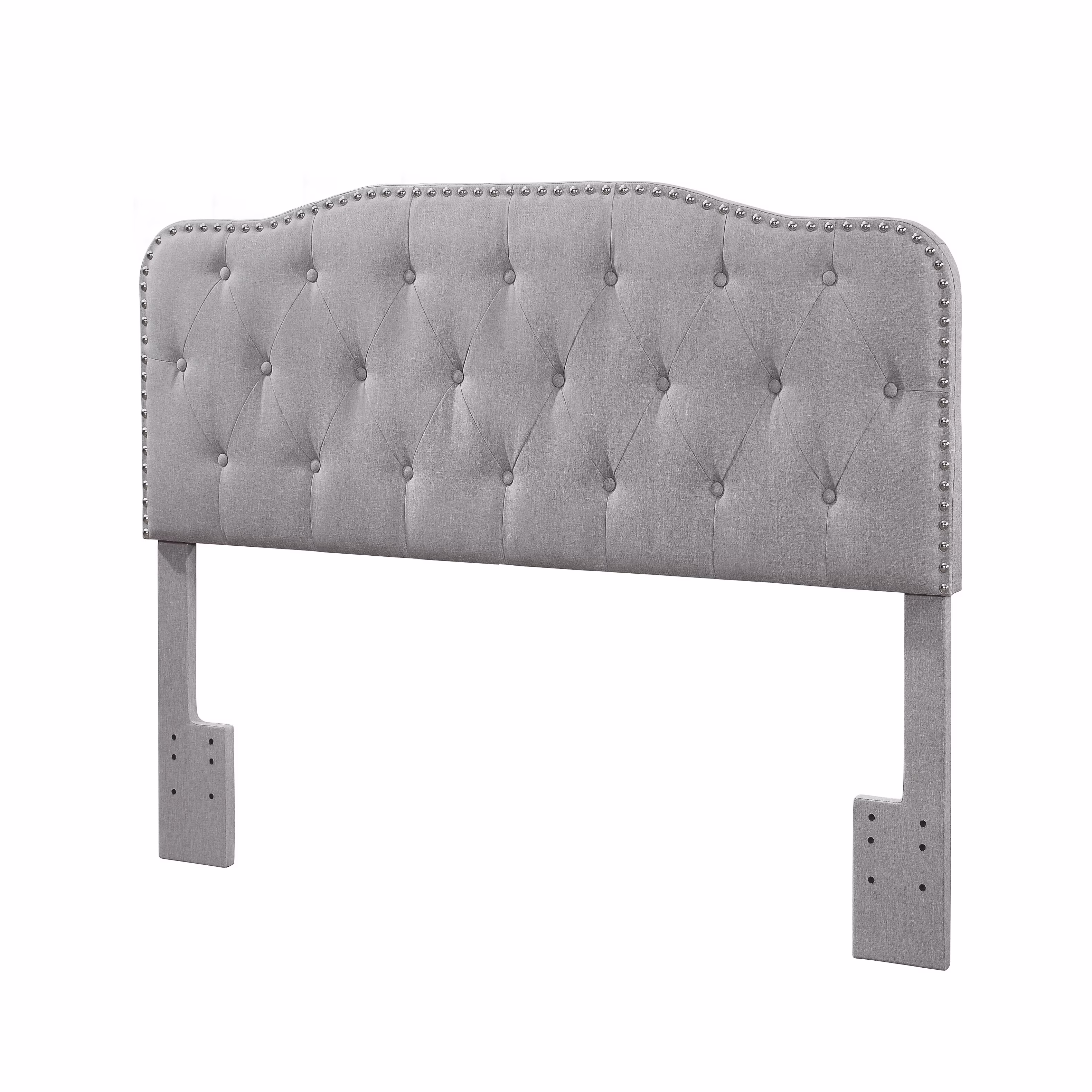 Tufted Gray Linen Headboard for Queen and Full Bed