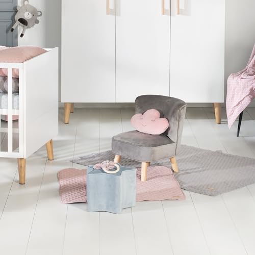 roba Poltrona per Bambini Lil Sofa   Piedini in Legno   Tessuto in Velluto   Morbido e Soffice   Arredamento per Bambini   per la Cameretta   dai 18 Mesi   Grigio : Casa e cucina