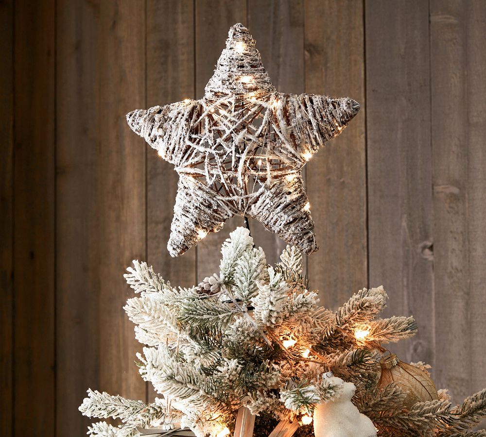 Light Up Snowy Star Handcrafted Rattan Tree Topper   tiaotiao