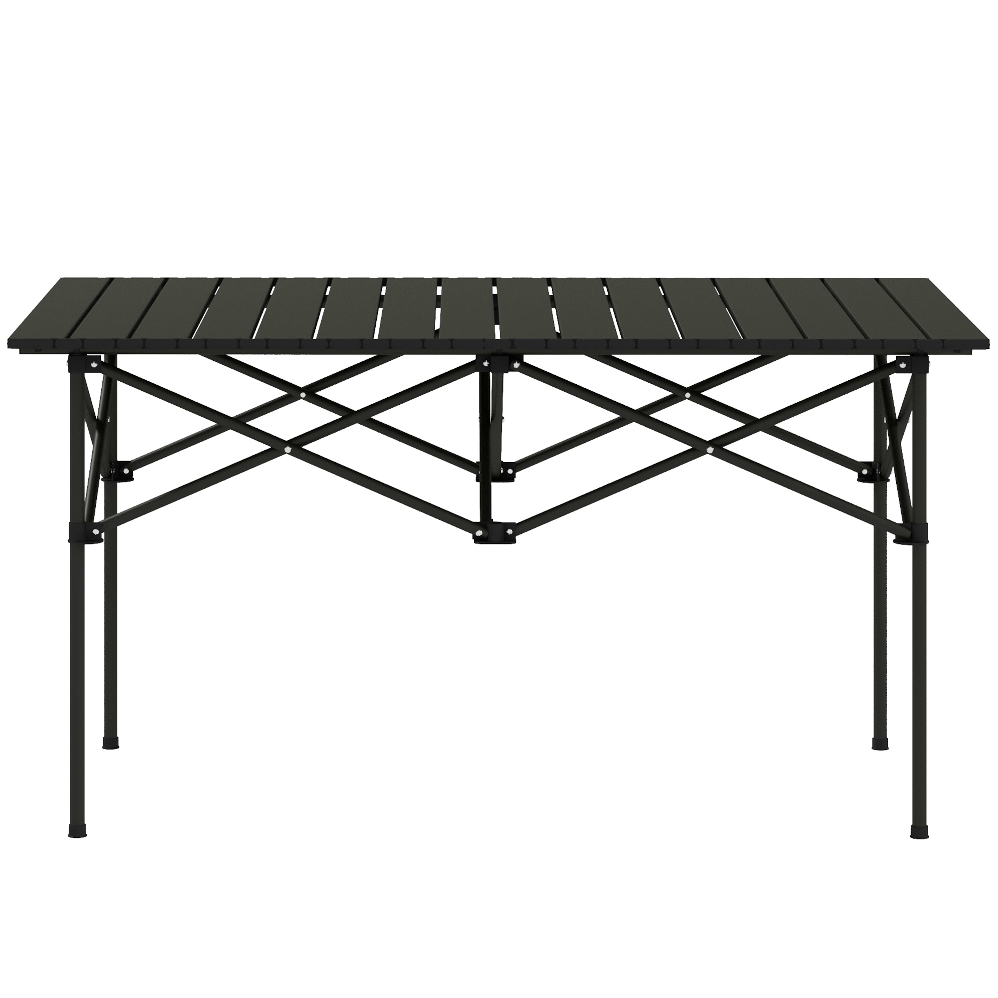Outsunny Campingtisch Klapptisch mit Aufrollbare Tischplatte Gartentisch aus Aluminium 2 Personen 95 x 55cm Schwarz