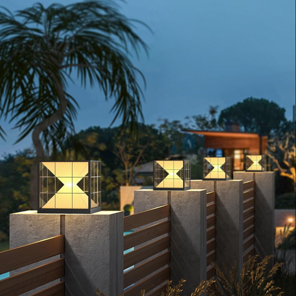 Solar-Garten-Säulenleuchte, wasserdicht, Landschafts-Stehlampe, hohe Helligkeit, Pfostenleuchte für Korridore, Balkone, Gänge und Zäune, perfekt für Terrassenbeleuchtung