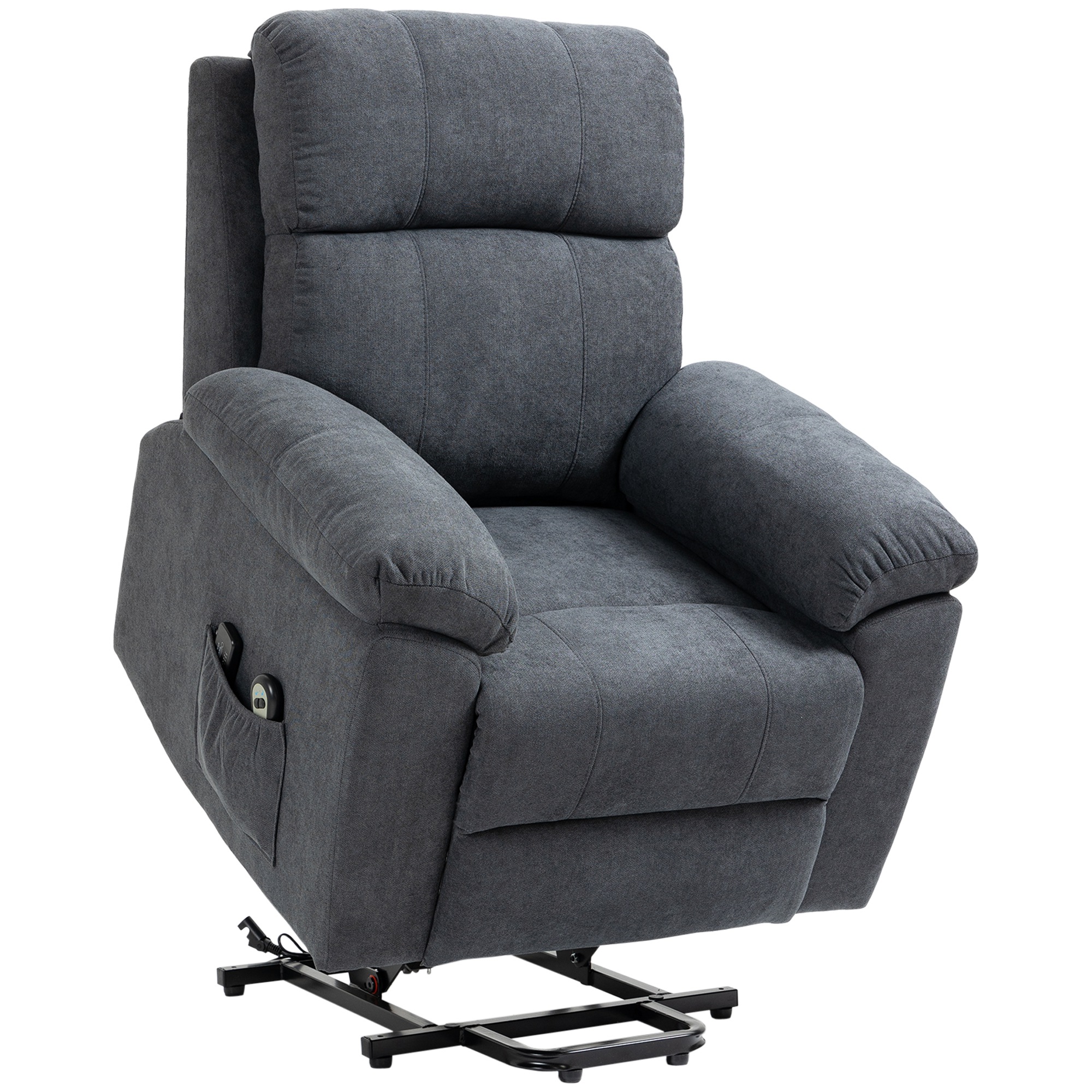 HOMCOM Massagesessel mit Aufstehhilfe, Pflegesessel mit Aufstehhilfe, 8 Vibrationsmotoren, inkl. Fernbedienung, grau