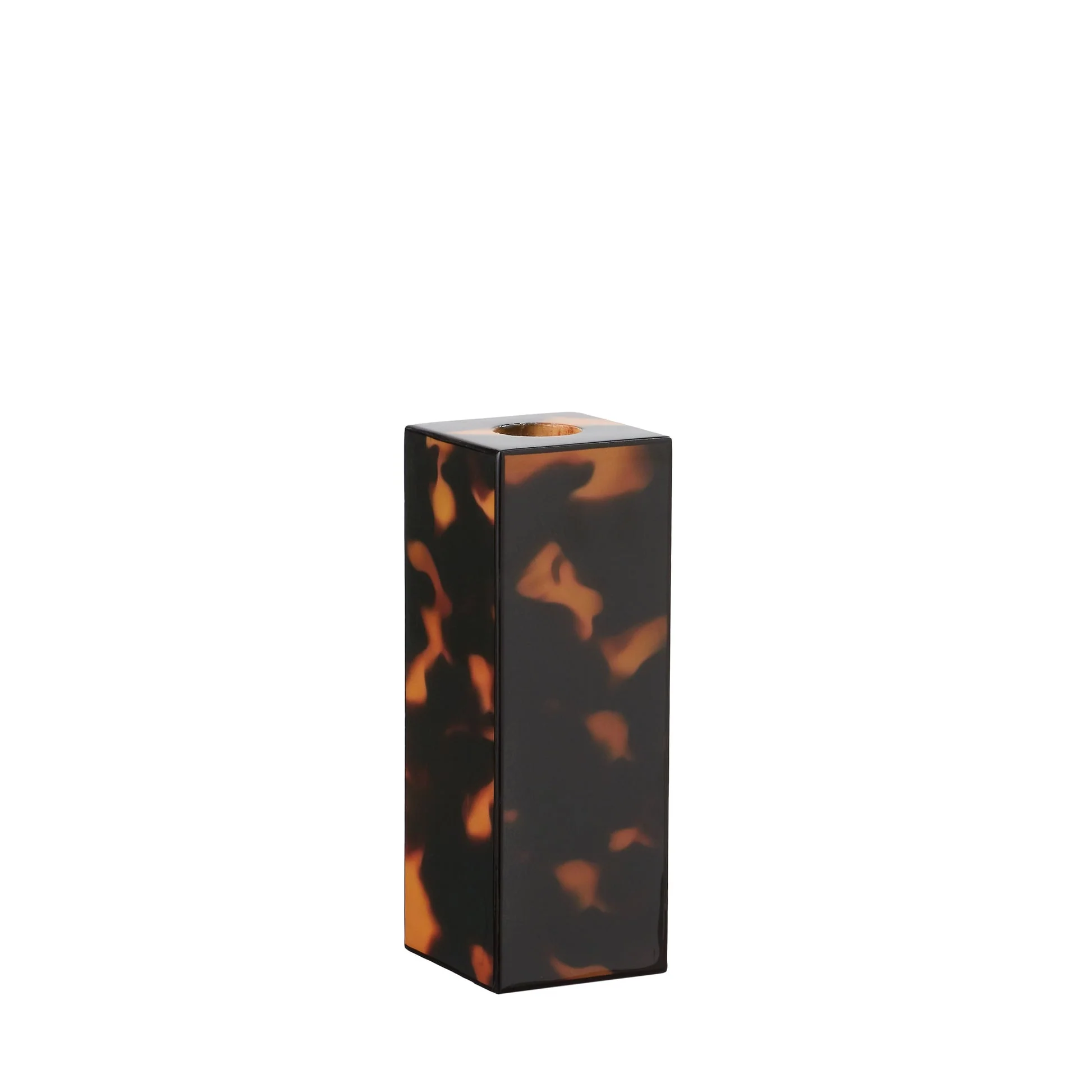 Medium Faux Tortoiseshell Candlestick - High Gloss Lacquer