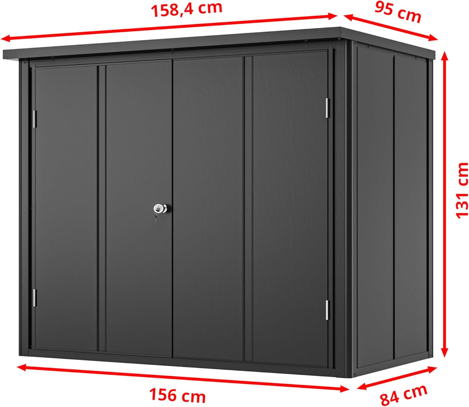 GFP Primeyard Armadio da esterno in metallo 156x84x131 cm Casetta da giardino antracite pavimento incluso