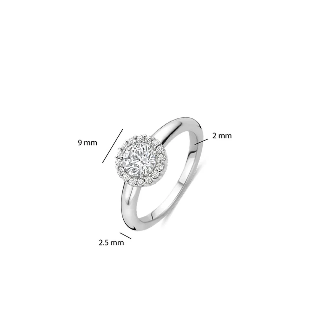 Anello Ti Sento Milano argento con pietra centrale e pav�� halo 12416ZI