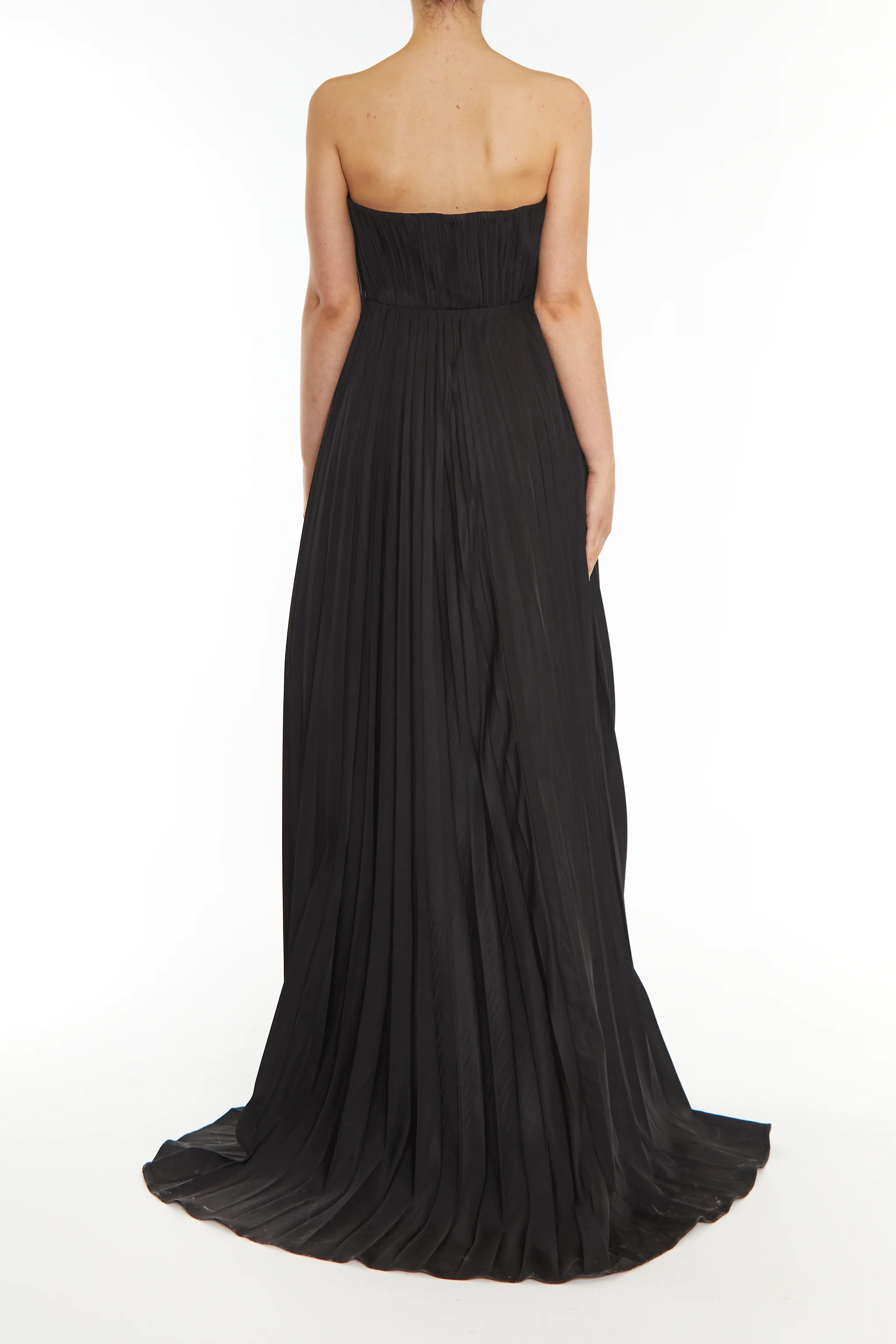 Reign Black Pleated Hi-Low Bandeau Dress