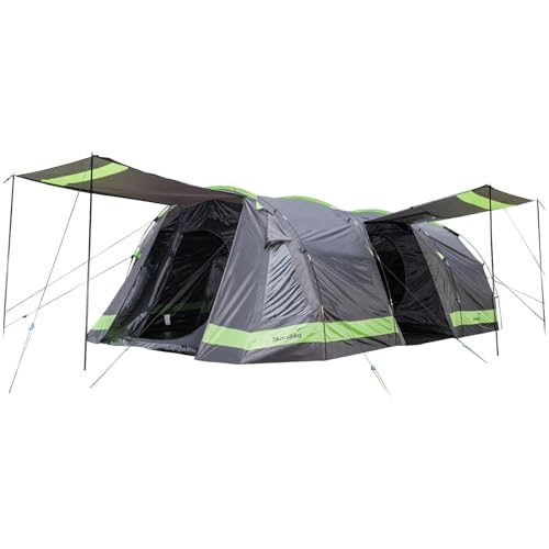 Skandika Kambo   Tenda de campeggio tunnel   Cabina letto per 6/8/12 persone   Impermeabile con 3000 colonne d'acqua   2 m di altezza   3 ingressi   tenda da sole (grigio/verde/8 persone) : Amazon.it: Sport e tempo libero