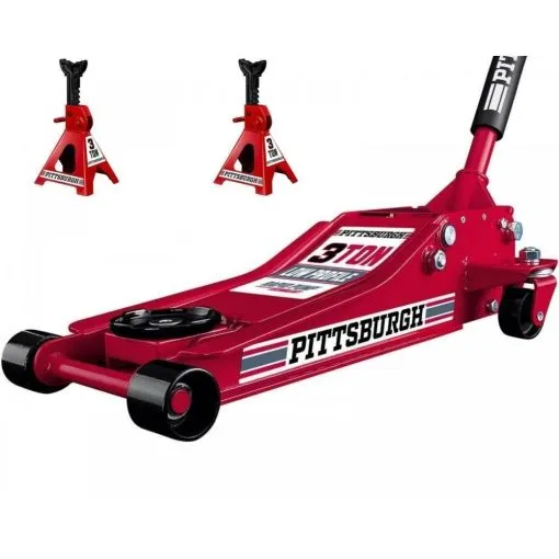 2025 Hydraulische lage krik 3 ton en set stalen assteunen ?C krik voor het heffen van auto??s